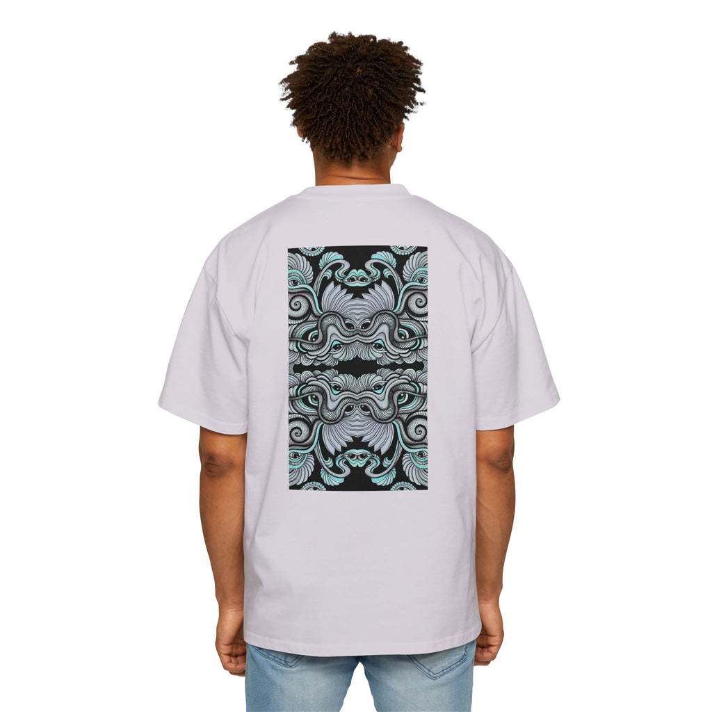 Men's Oversized Tee — Geometric Wave Pattern Diamond & Back Panel Graphic #gwp21