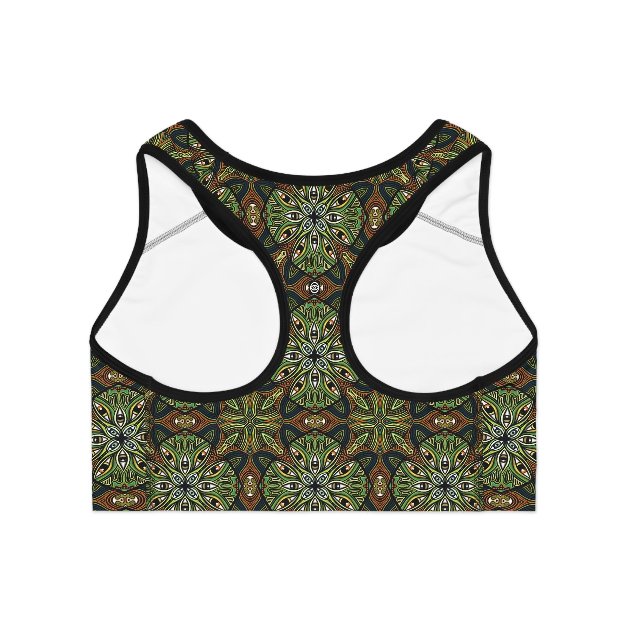 Green Kaleidoscope Sports Bra — All-Over-Print Floral Mandala Activewear #ghh4578