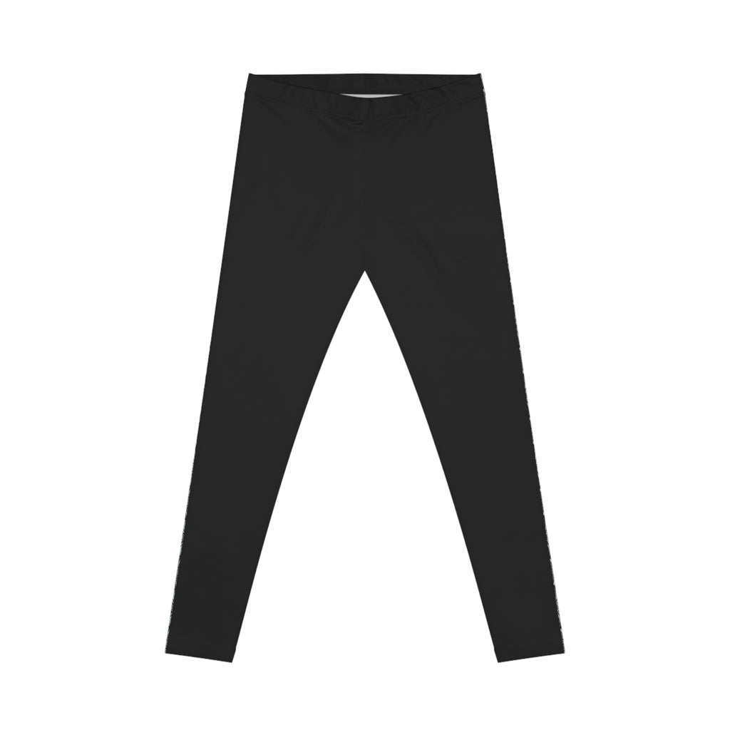 Women's Black Side-Stripe Leggings — Floral Pattern Athletic & Casual Yoga Pants # d479533