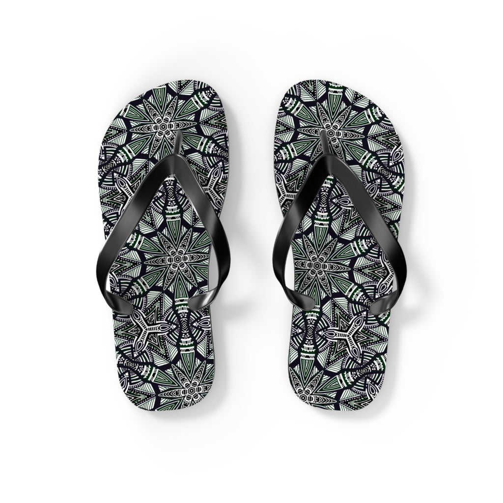 Mandala Kaleidoscope Flip Flops — Patterned Summer Beach Sandals #h976479