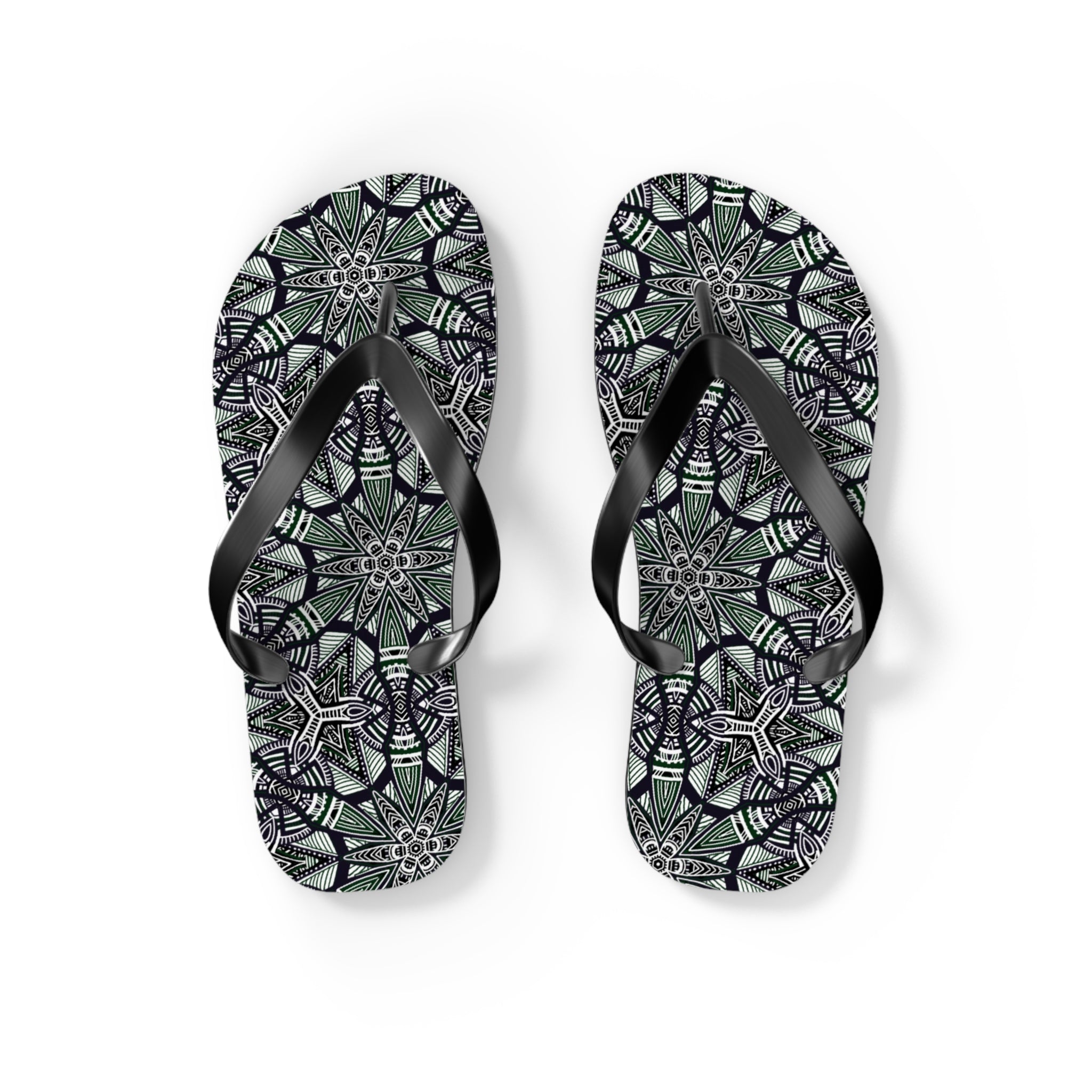 Mandala Kaleidoscope Flip Flops — Patterned Summer Beach Sandals #h976479