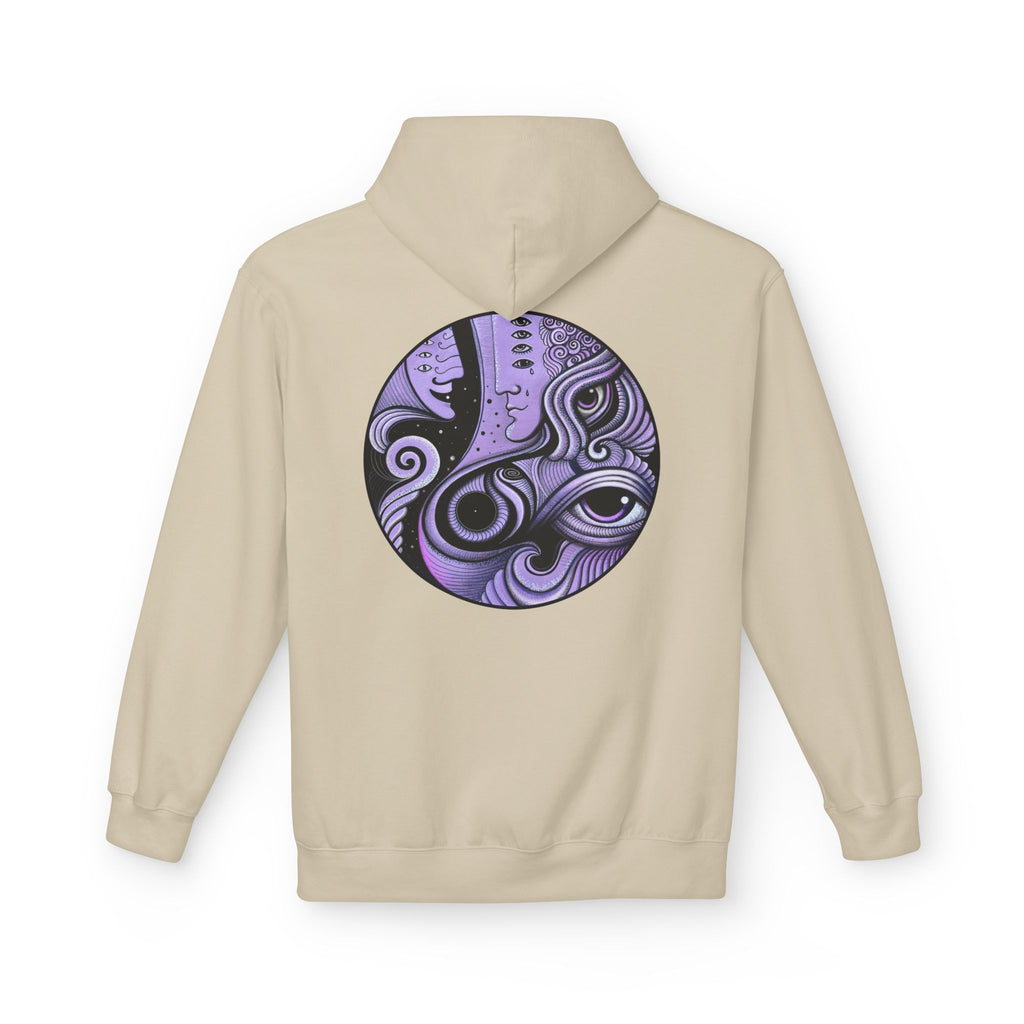 Purple Psychedelic Guitar Art Hoodie | Keyhole Front, Circular Back Design