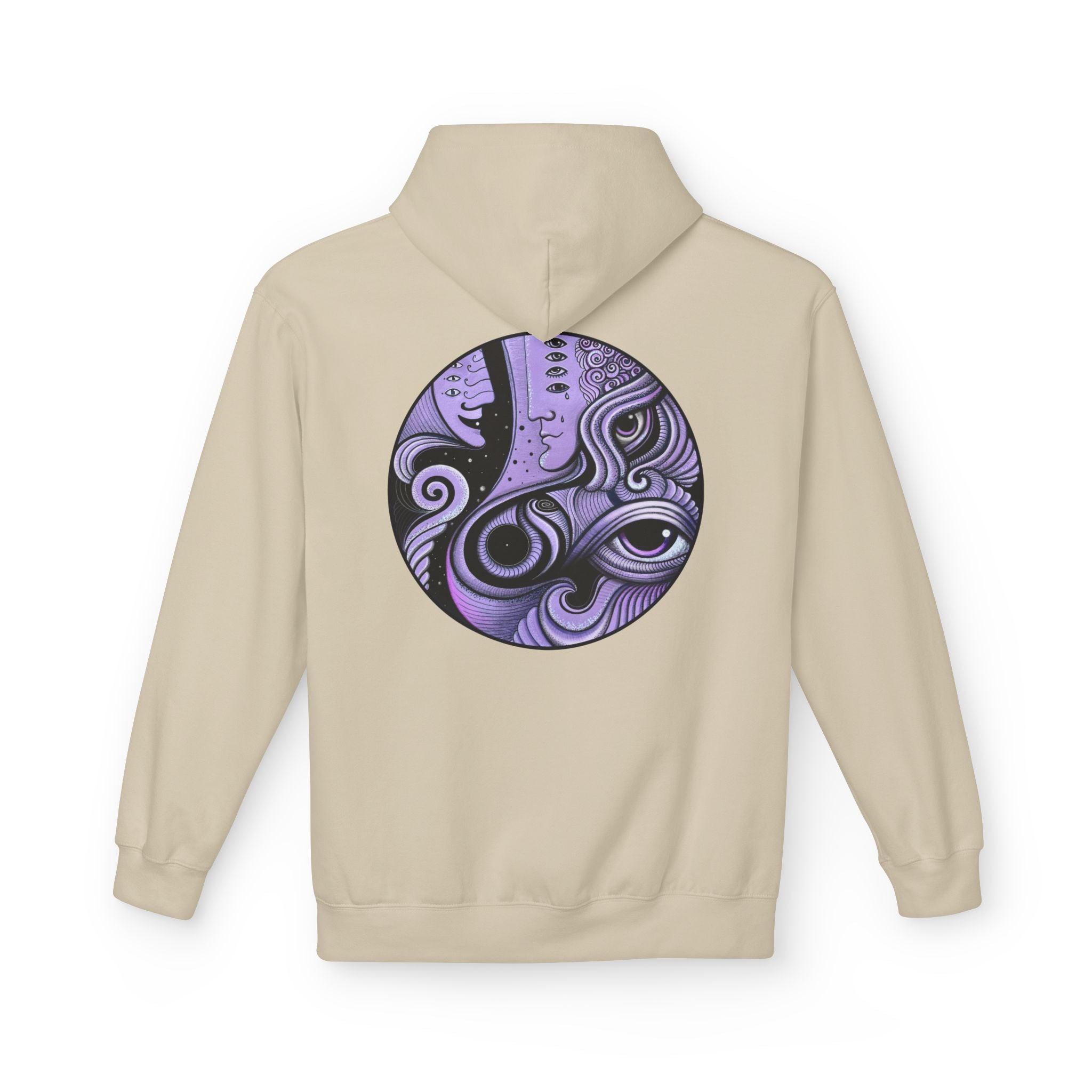 Purple Psychedelic Guitar Art Hoodie | Keyhole Front, Circular Back Design