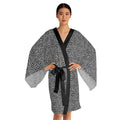 Geometric Black & White All-Over Print Kimono Robe #ki3