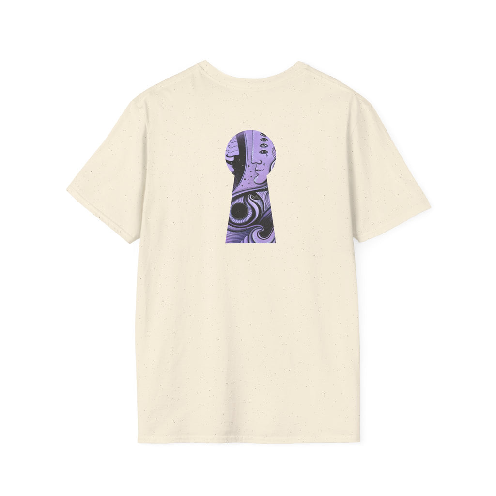 Abstract Purple Swirl Art T-Shirt | Psychedelic Keyhole Design