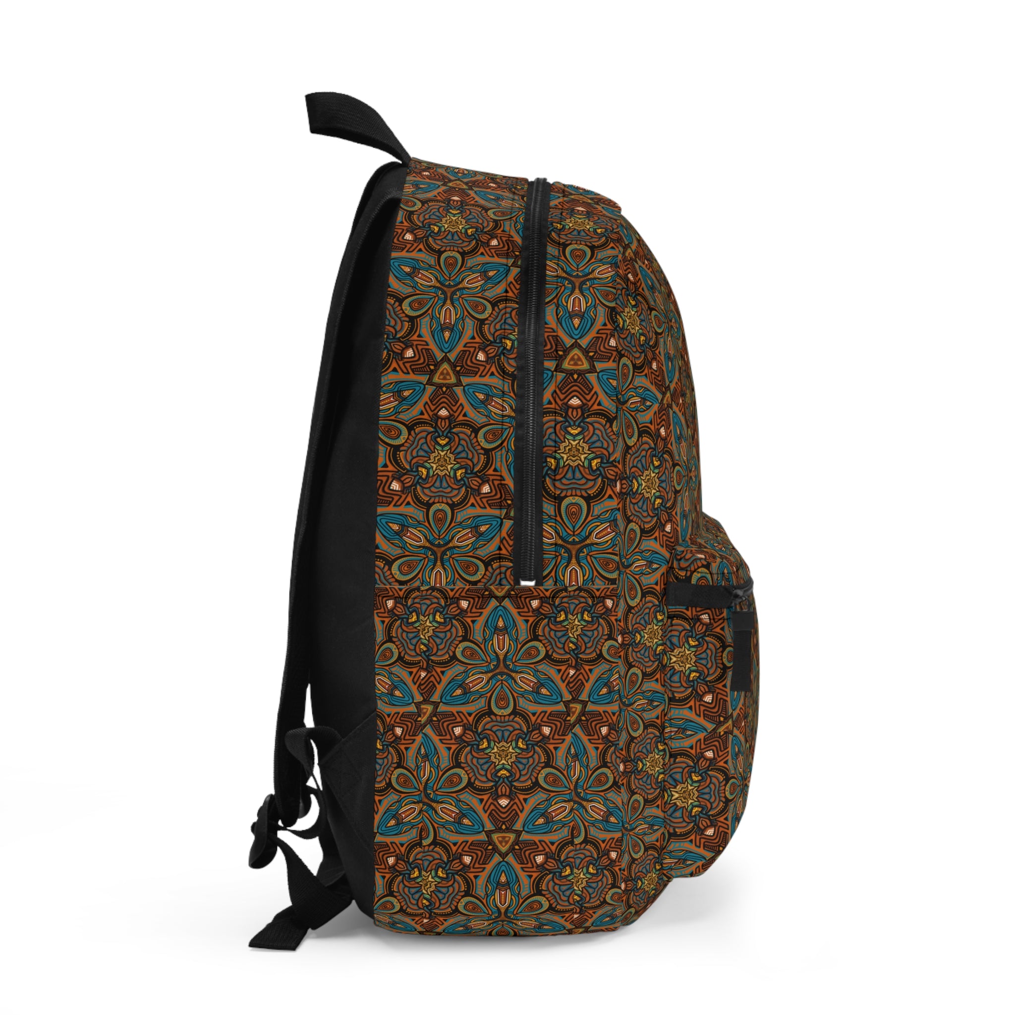 Boho Vintage Tile Backpack — Earthy Floral Geometric School & Travel Bag #tb6