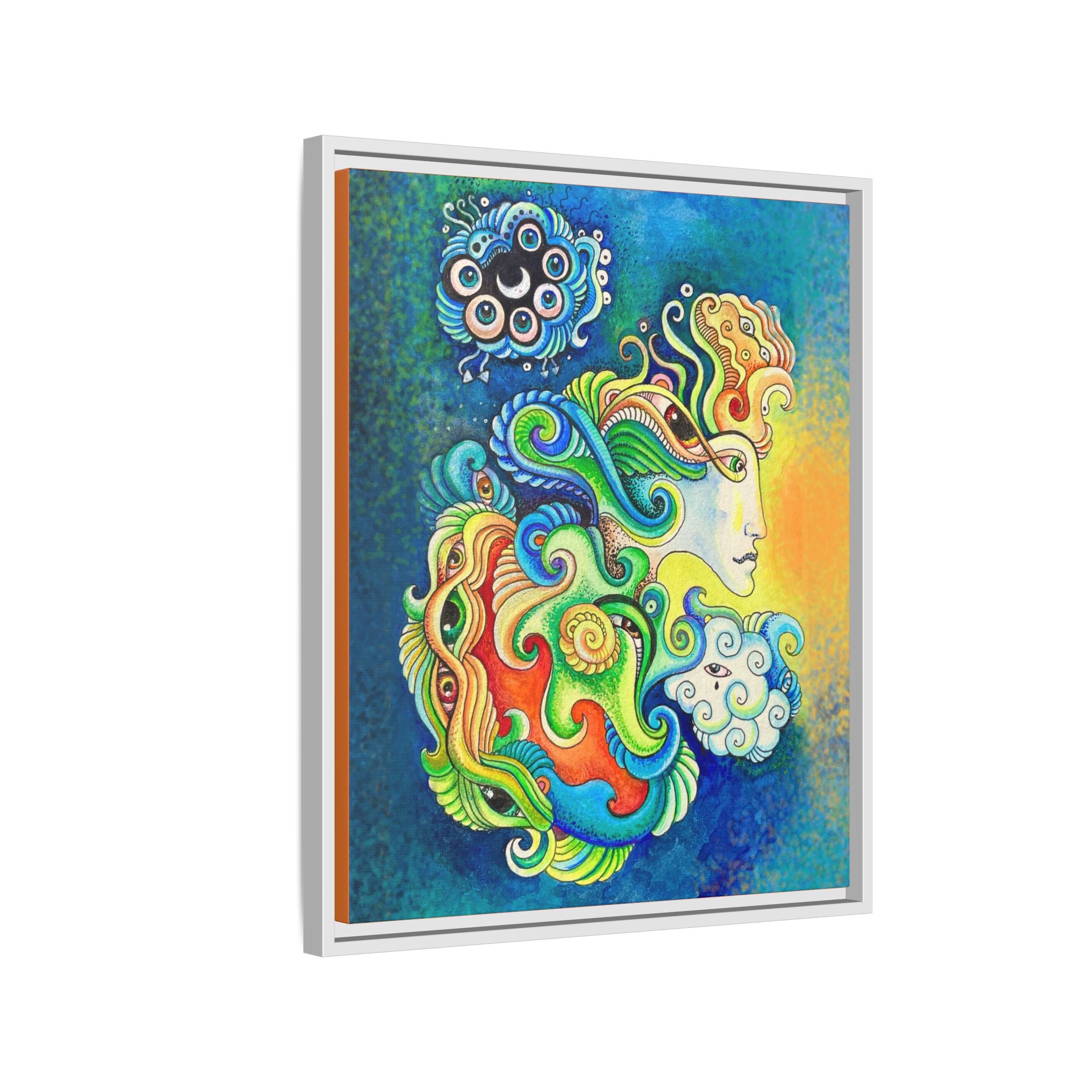 Framed Abstract Mermaid Art Print — Colorful Psychedelic Canvas #iyt88433