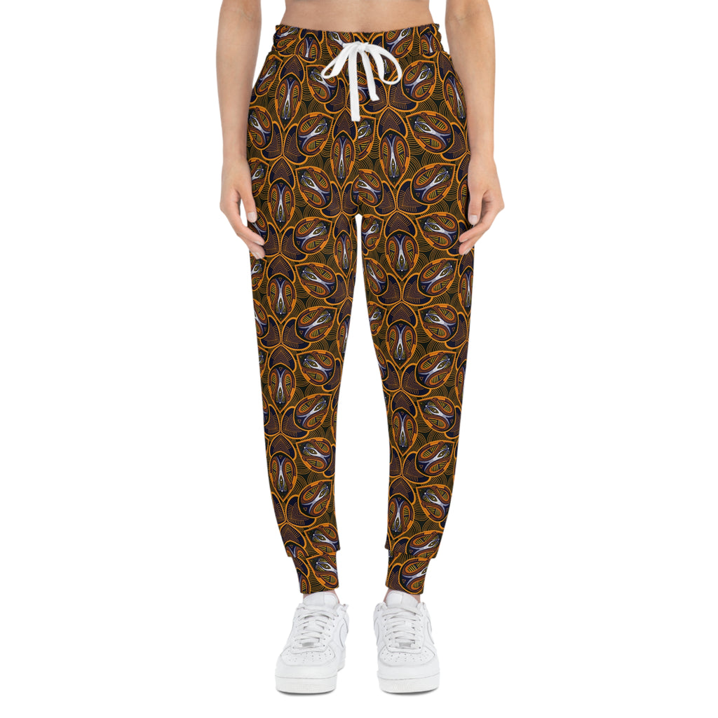 Brown Boho Floral Athletic Joggers – All-Over Print Patterned Sweatpants #ik76337