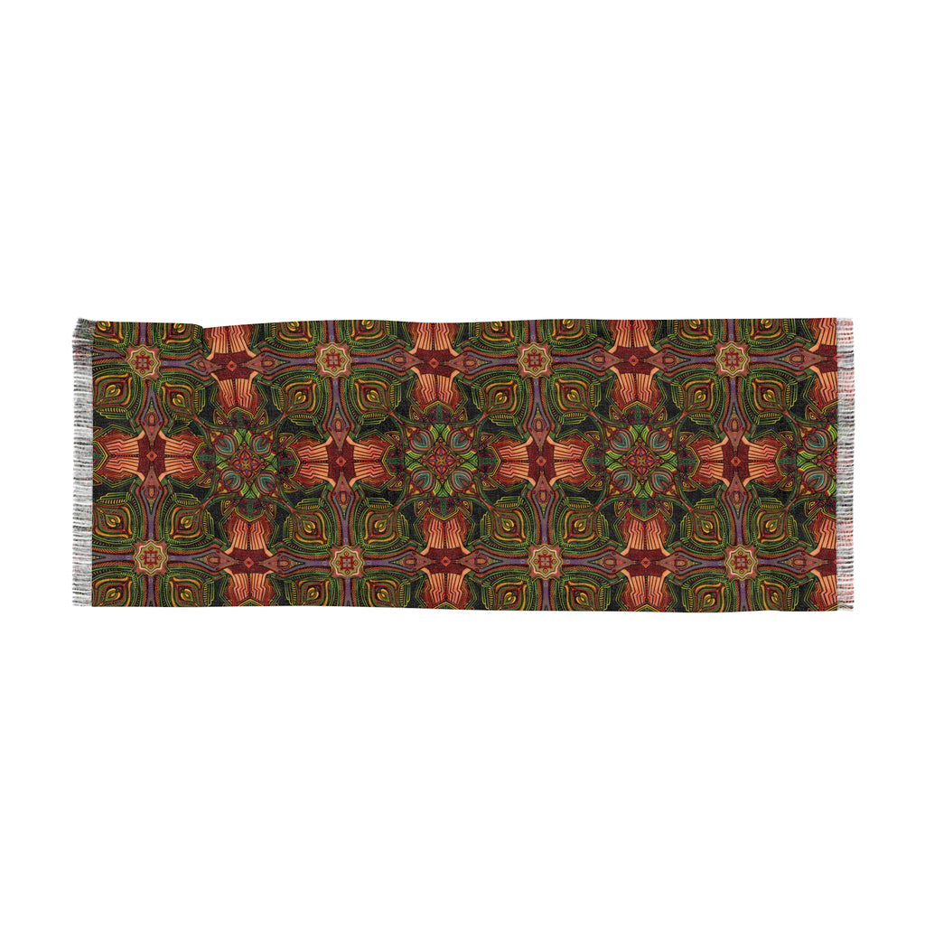 Bohemian Kaleidoscope Light Scarf — Autumn Floral Patterned Wrap #hf88102