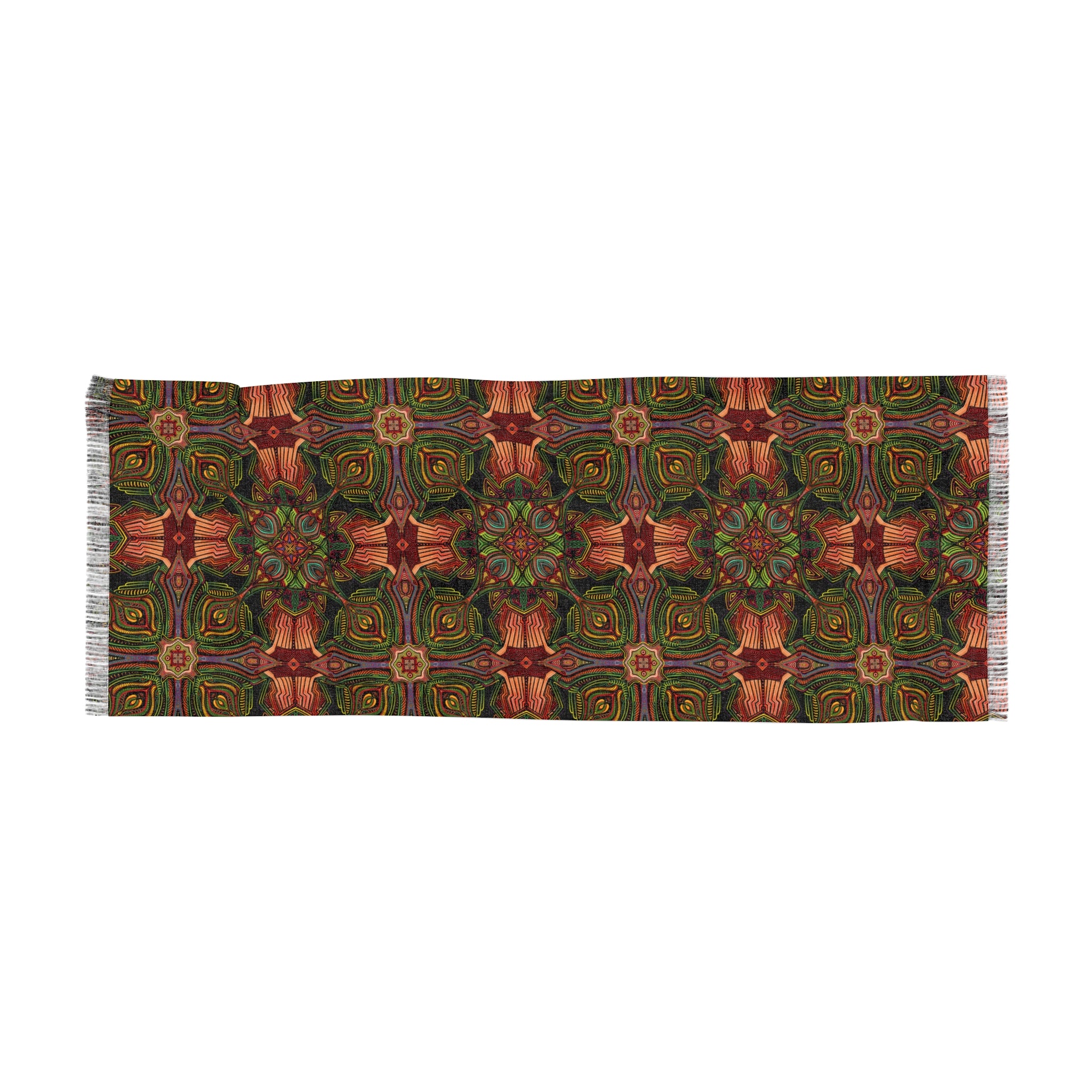 Bohemian Kaleidoscope Light Scarf — Autumn Floral Patterned Wrap #hf88102