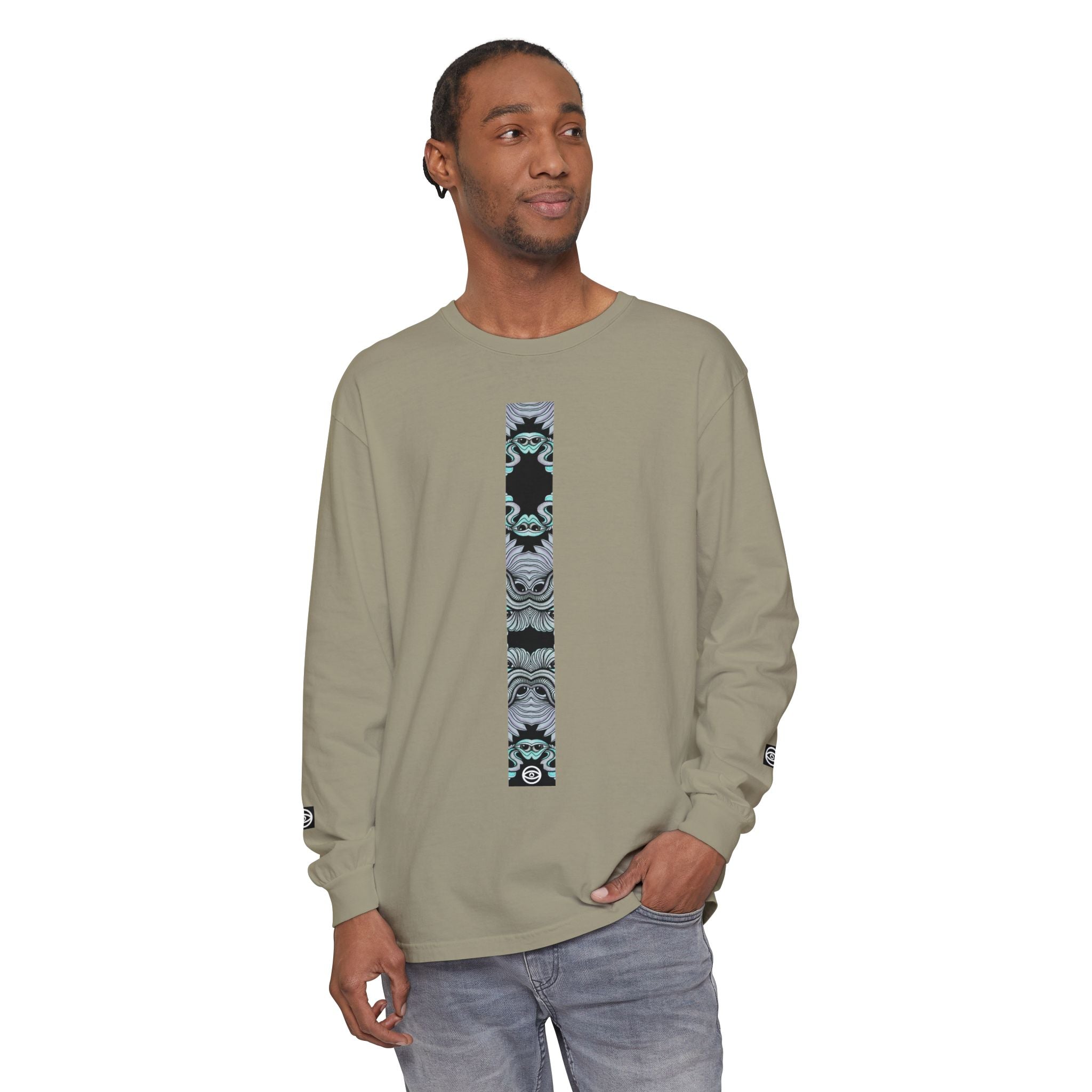Men's/Women's Long Sleeve T-Shirt — Vertical Geometric Stripe Graphic #kjgd64258