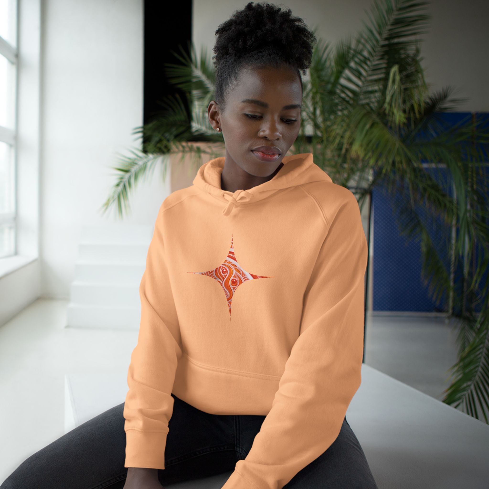 Keyhole & Diamond Pattern Hoodie — Abstract Red Paisley Graphic #yh099879