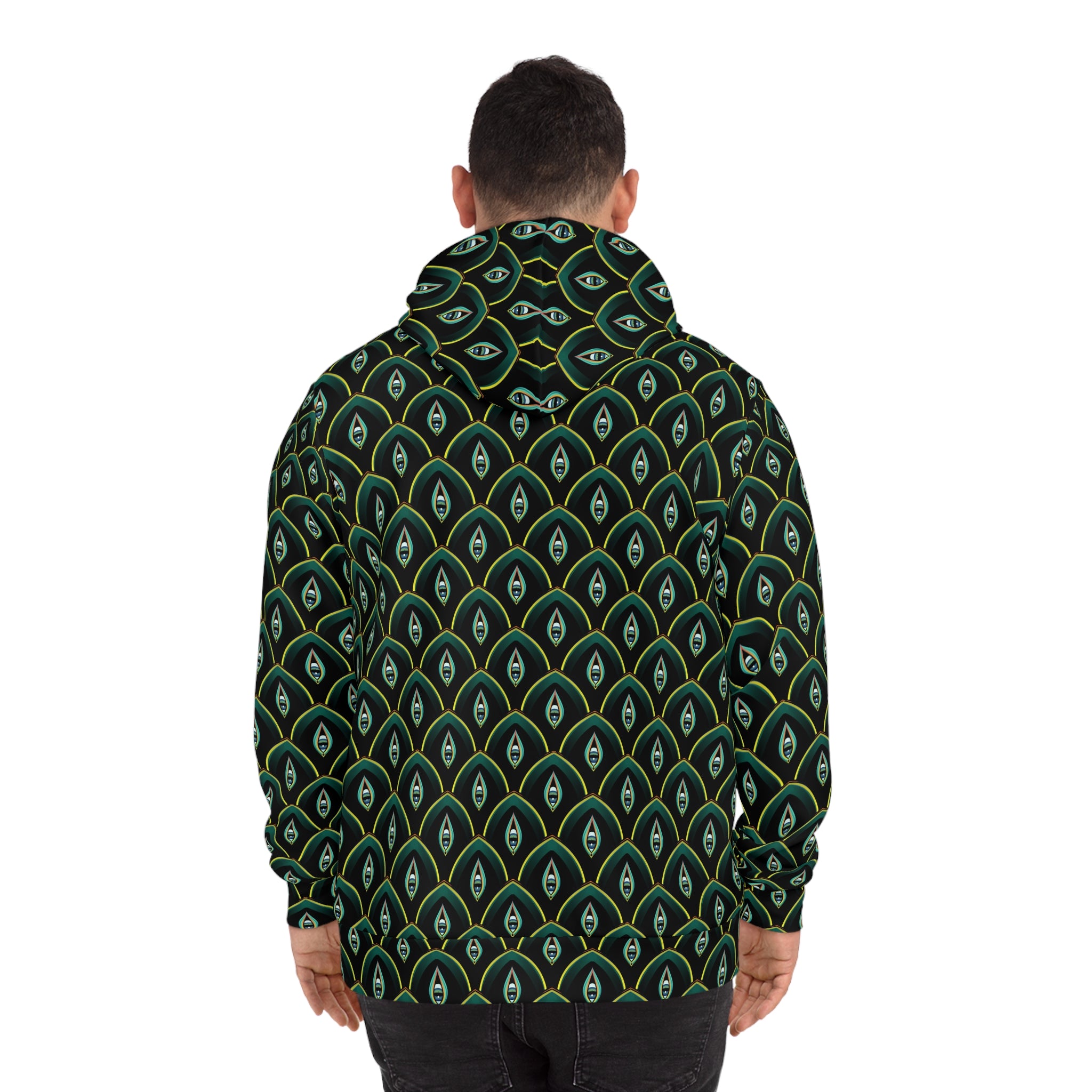 Peacock Feather Pattern Hoodie — Green All-Over-Print Fashion Hoodie #d00998654