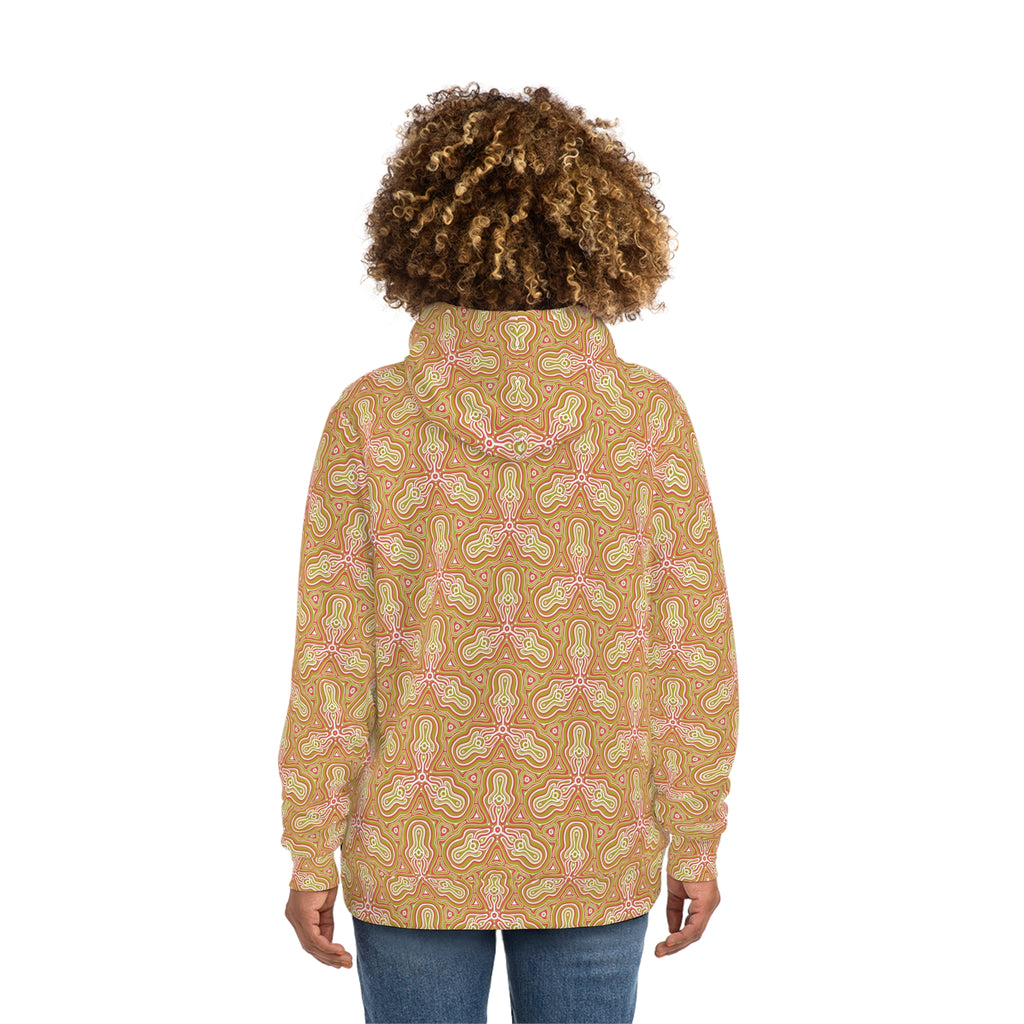 Retro Floral All-Over-Print Hoodie — Peach Paisley Pattern, Boho Casual Pullover #h700757