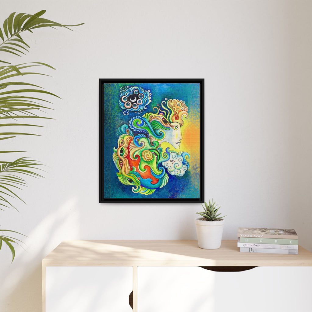 Framed Abstract Mermaid Art Print — Colorful Psychedelic Canvas #iyt88433