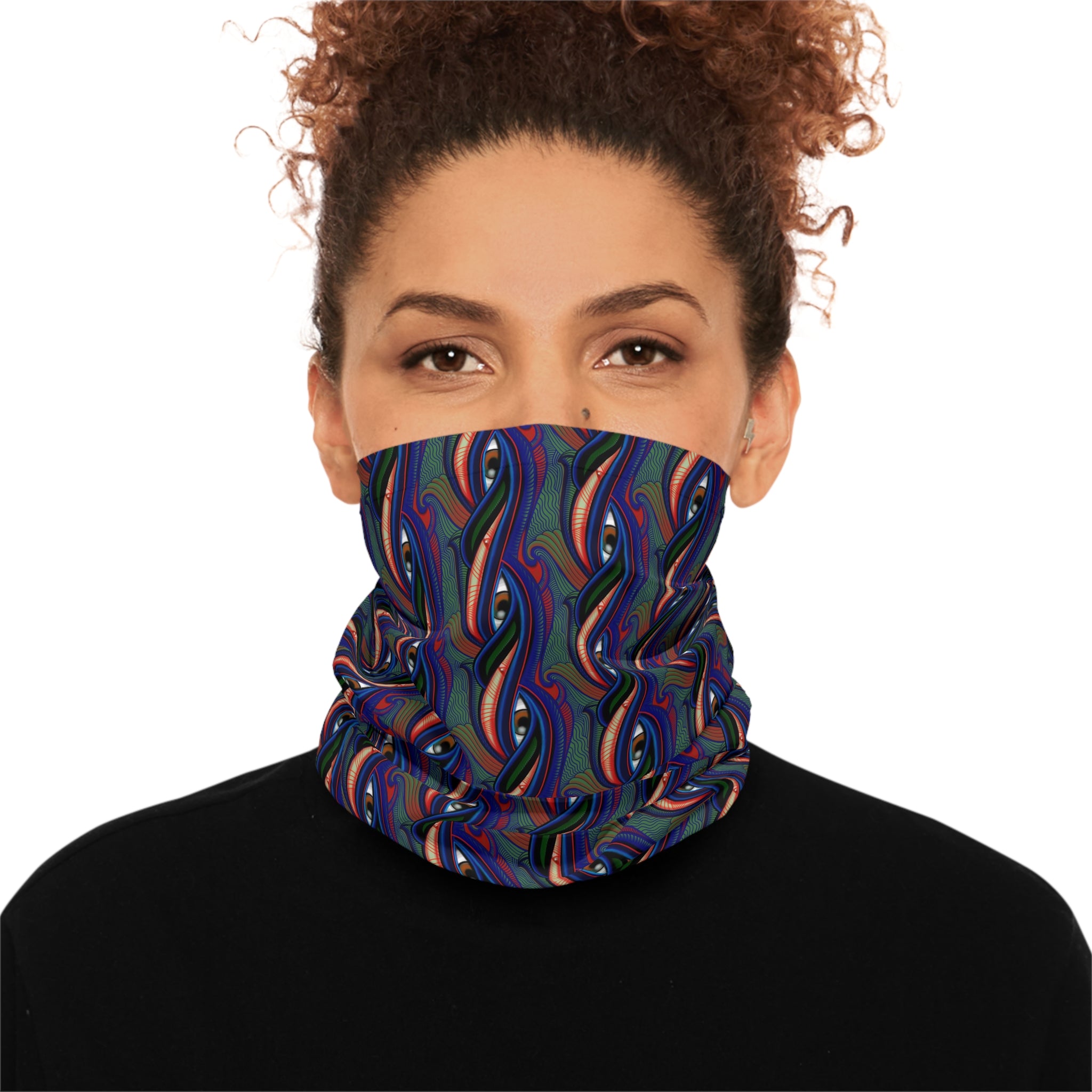 Psychedelic Wave Pattern Midweight Neck Gaiter — Retro Rainbow Paisley Face Covering