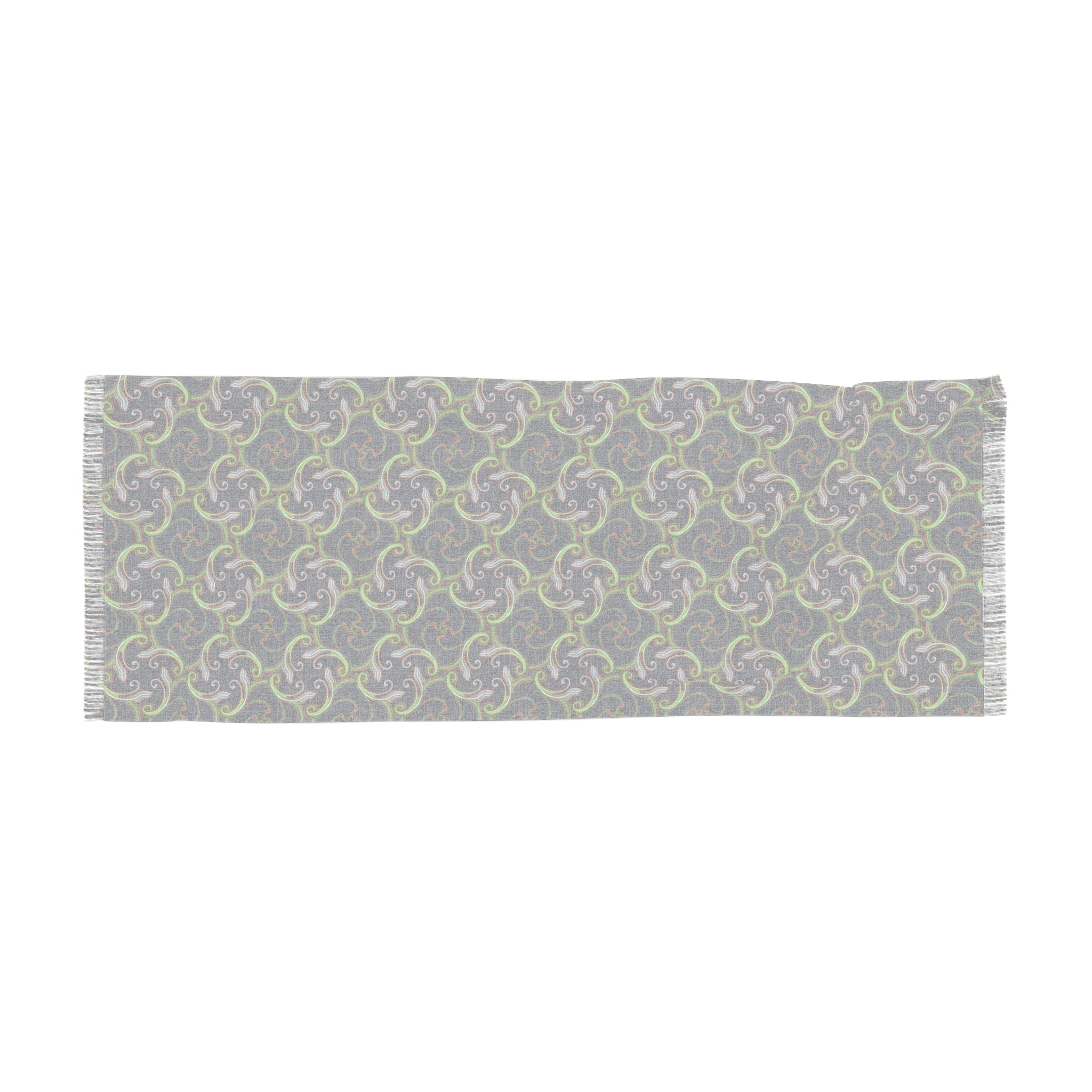 Light Scarf - Nautical Wave Pattern Lightweight Fringe Scarf