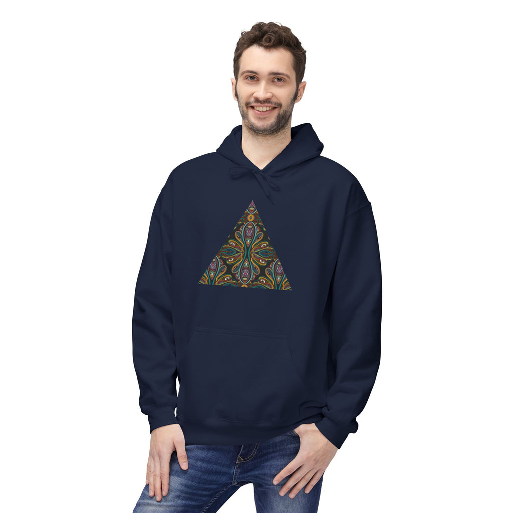 Geometric Mosaic Triangle Hoodie — Decorative Pattern Pullover #i865678