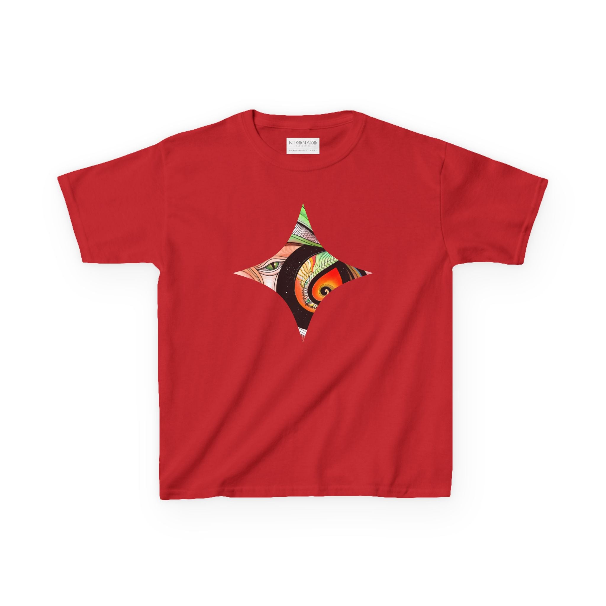 Abstract Eye Pattern Kids Tee | Geometric Star & Triangle Art
