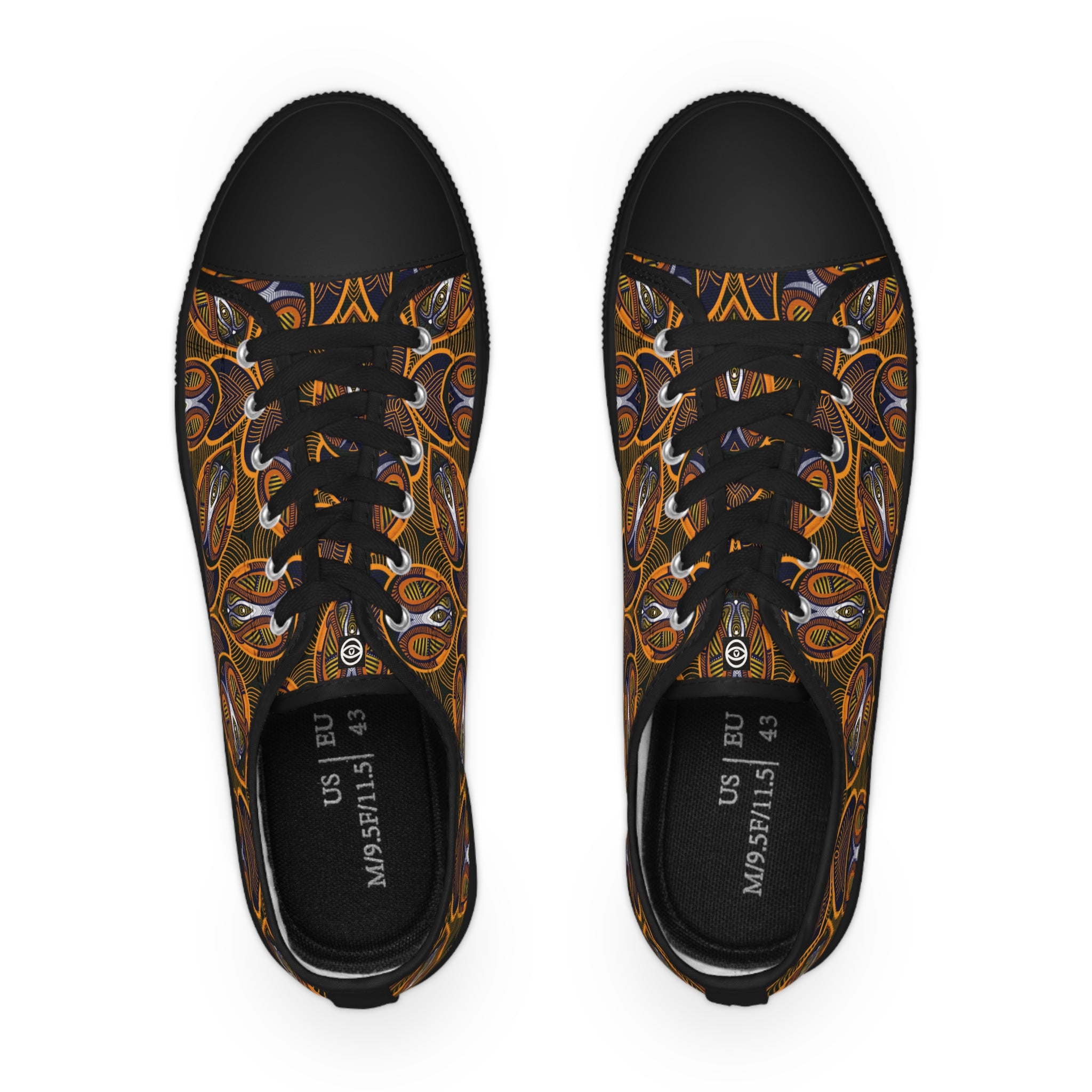 Paisley Flame Low-Top Sneakers — Men's Casual Canvas Shoes #ur2819