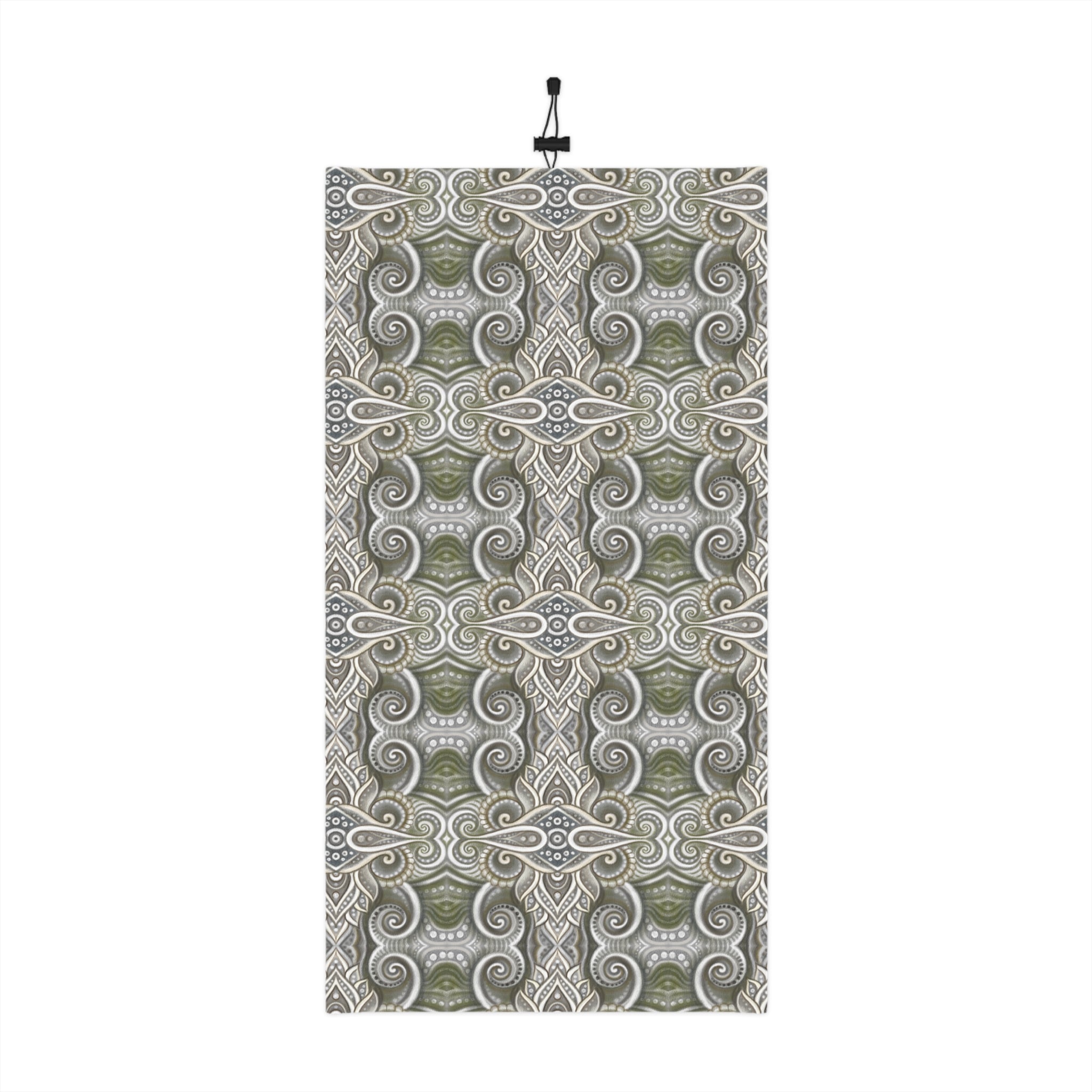 Winter Neck Gaiter — Olive Paisley Drawstring Face Mask & Scarf #s46742
