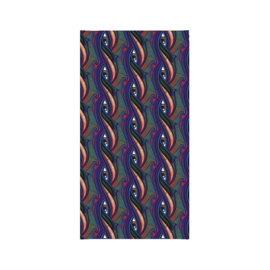 Psychedelic Wave Pattern Midweight Neck Gaiter — Retro Rainbow Paisley Face Covering