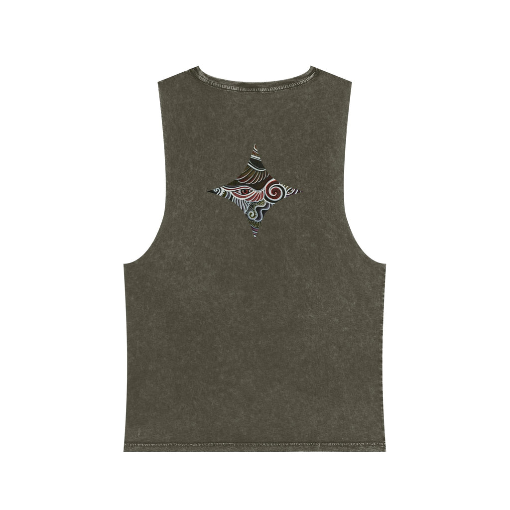 Stonewash Tank Top — Colorful Swirl Triangle Graphic #ew1177