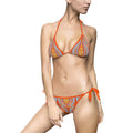 Retro Flame Pattern Bikini - Women's Tie-Side Triangle Swimsuit #wb789