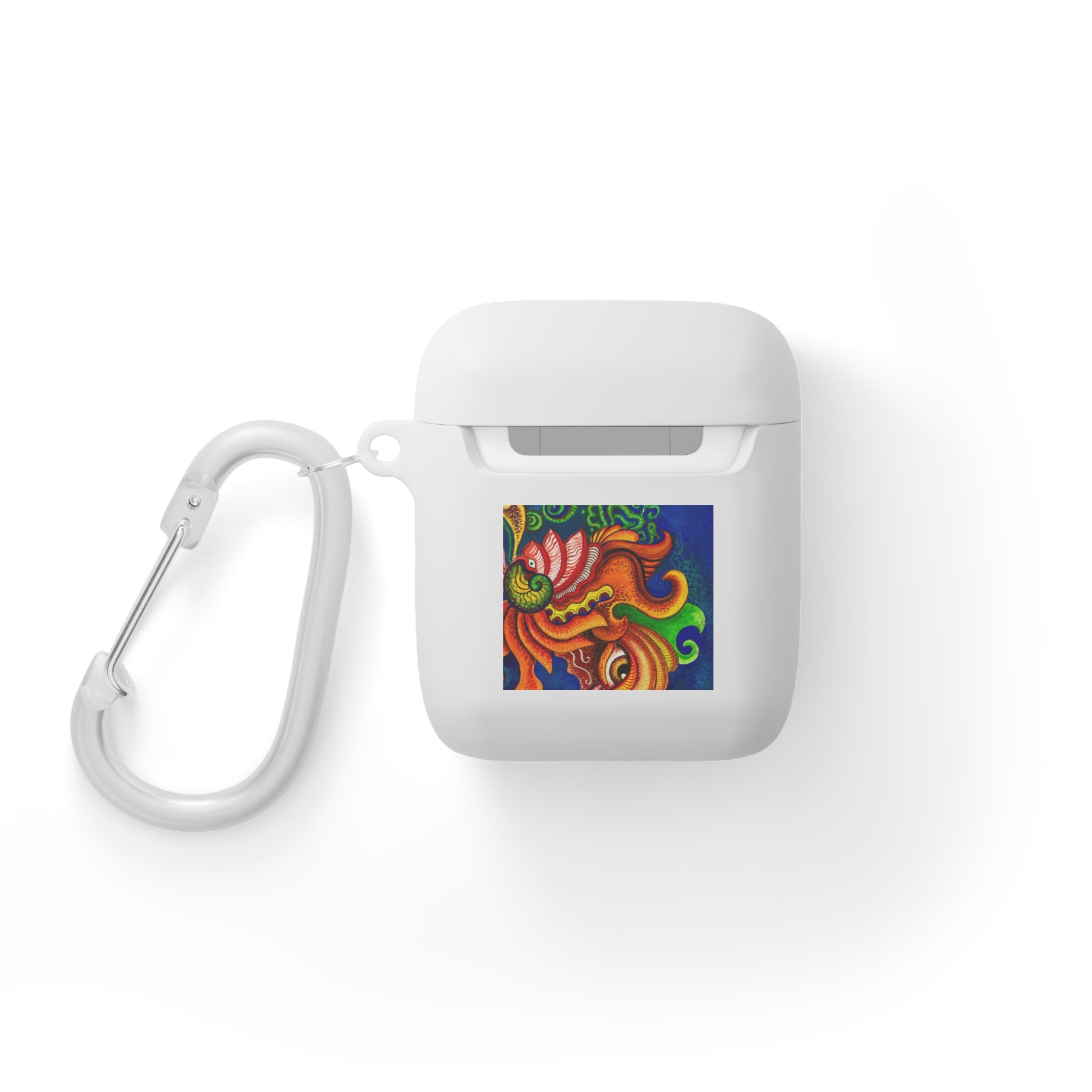 Colorful Abstract Dragon AirPods Case — Vibrant Floral Swirl Design #2347