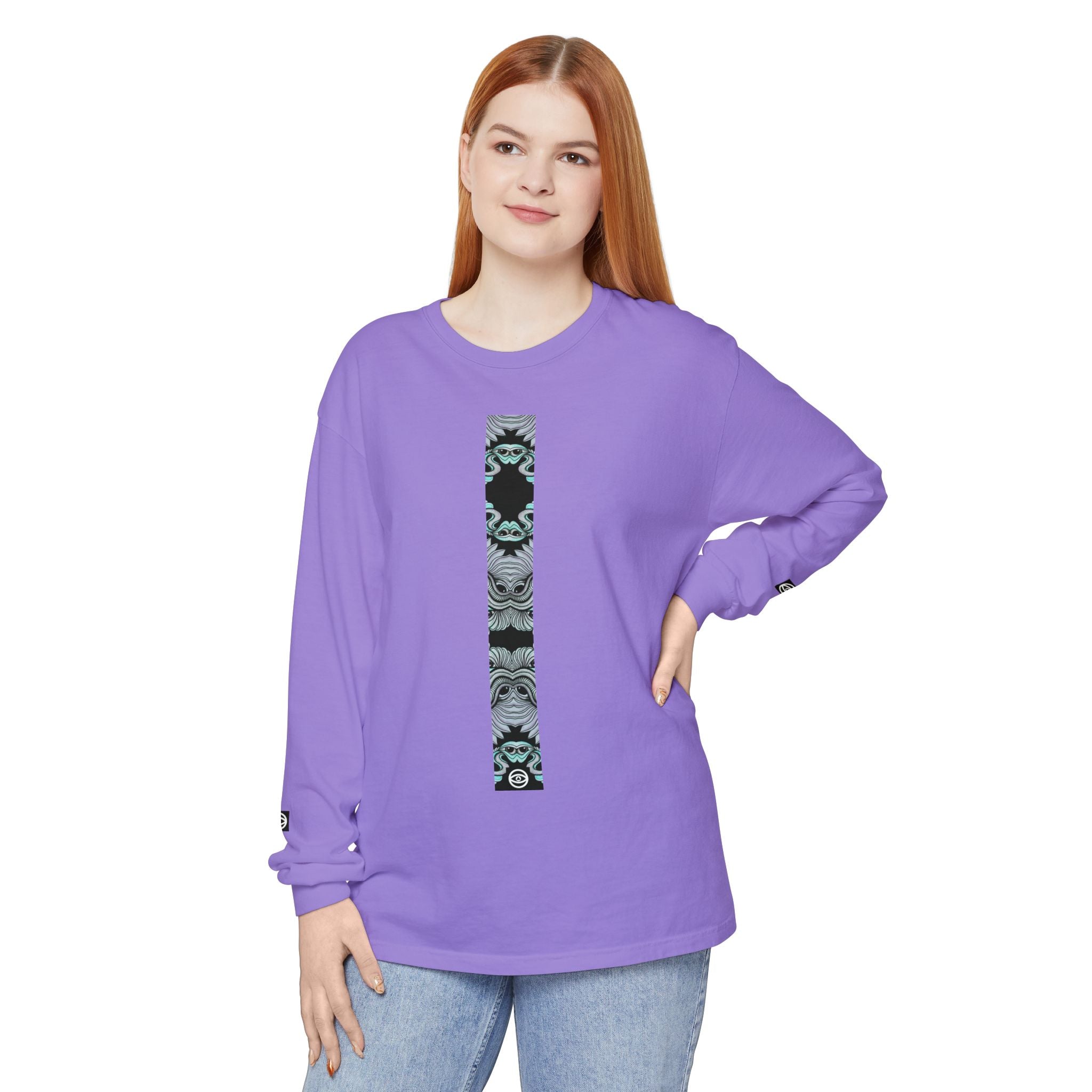 Men's/Women's Long Sleeve T-Shirt — Vertical Geometric Stripe Graphic #kjgd64258
