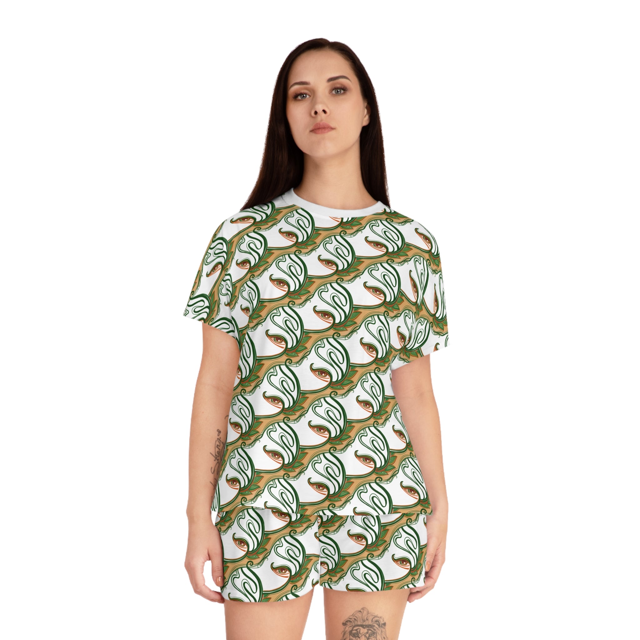 Floral Vines Women’s Pajama Set — Short Sleeve & Shorts All-Over Print #gf6539