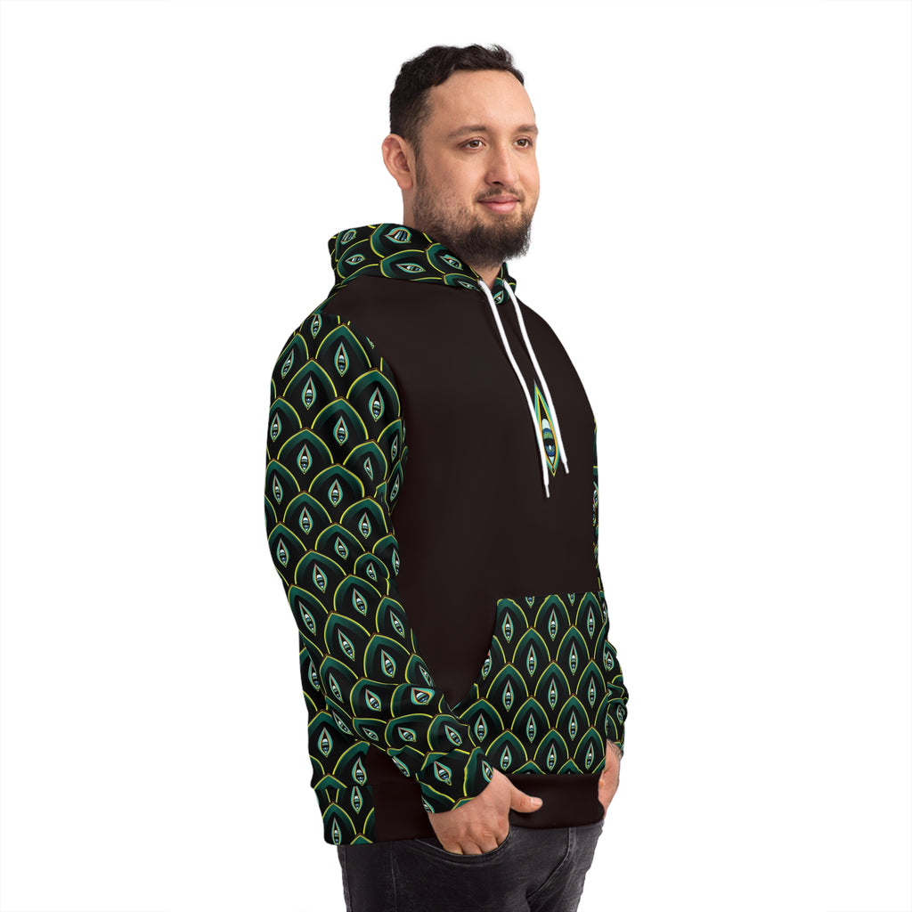 Peacock Feather Pattern Hoodie — Green All-Over-Print Fashion Hoodie #d00998654