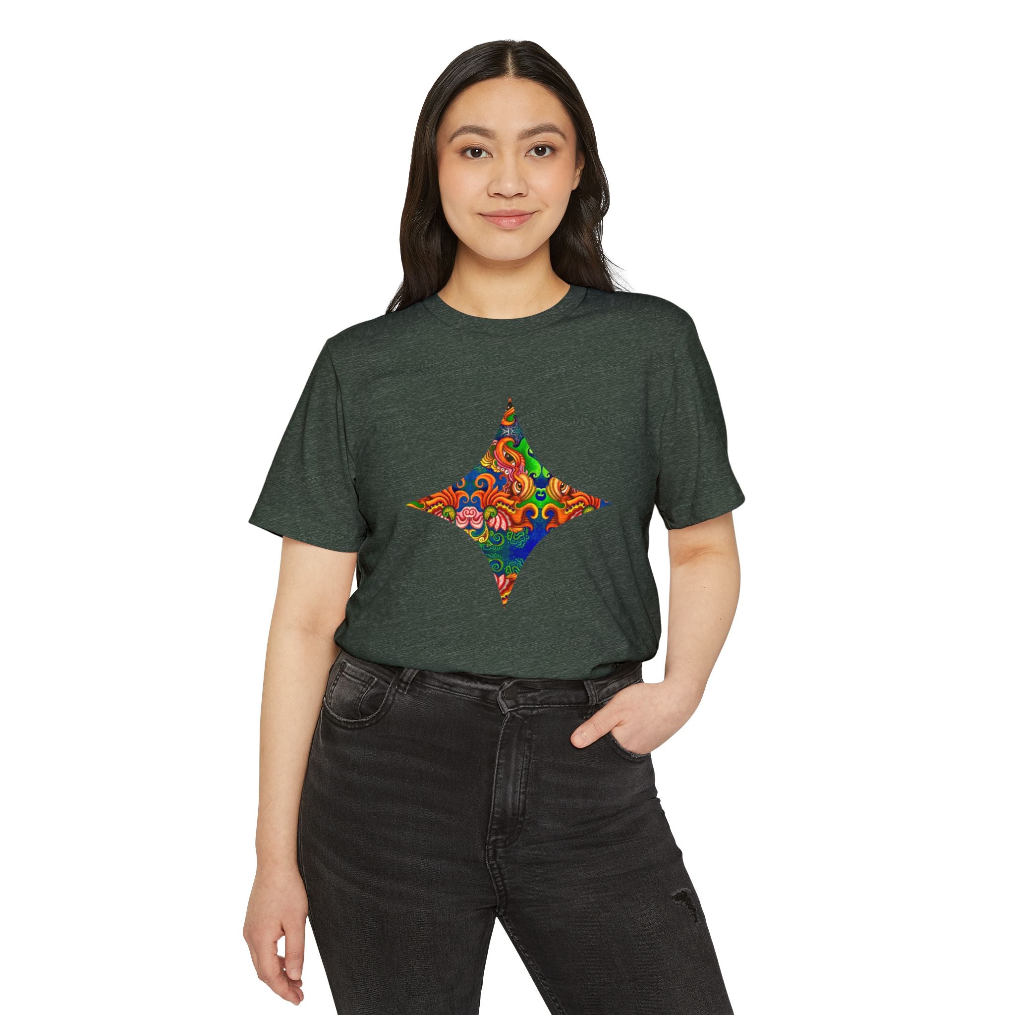 Psychedelic Floral Diamond T‑Shirt — Colorful Retro Pattern Tee #oigr88443