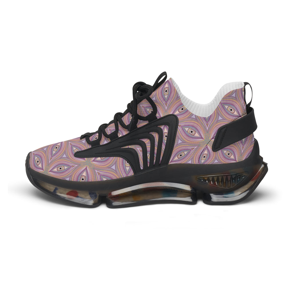 Women's Mesh Sneakers — Pastel Geometric Eye Pattern Athletic Shoes #itv853