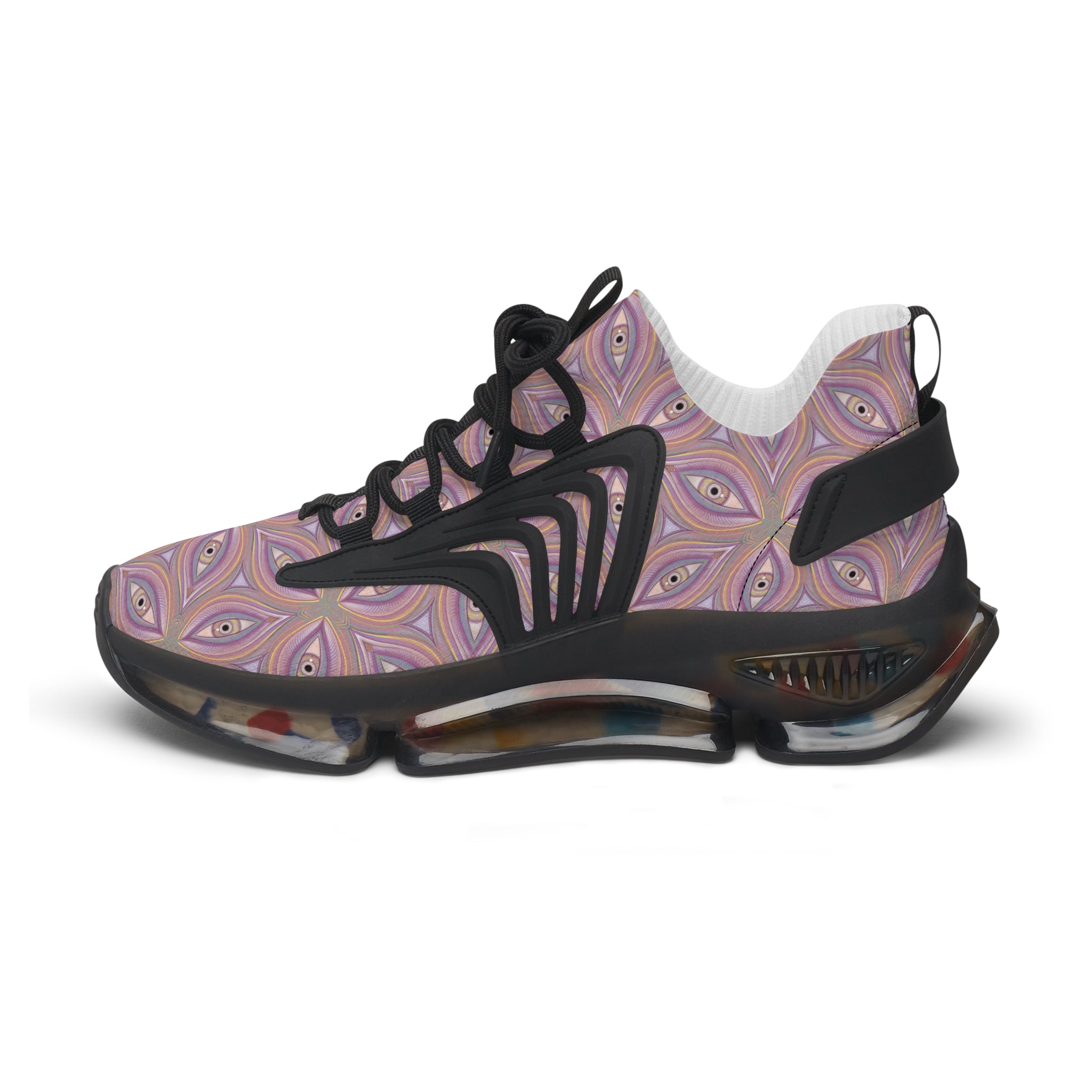 Women's Mesh Sneakers — Pastel Geometric Eye Pattern Athletic Shoes #itv853