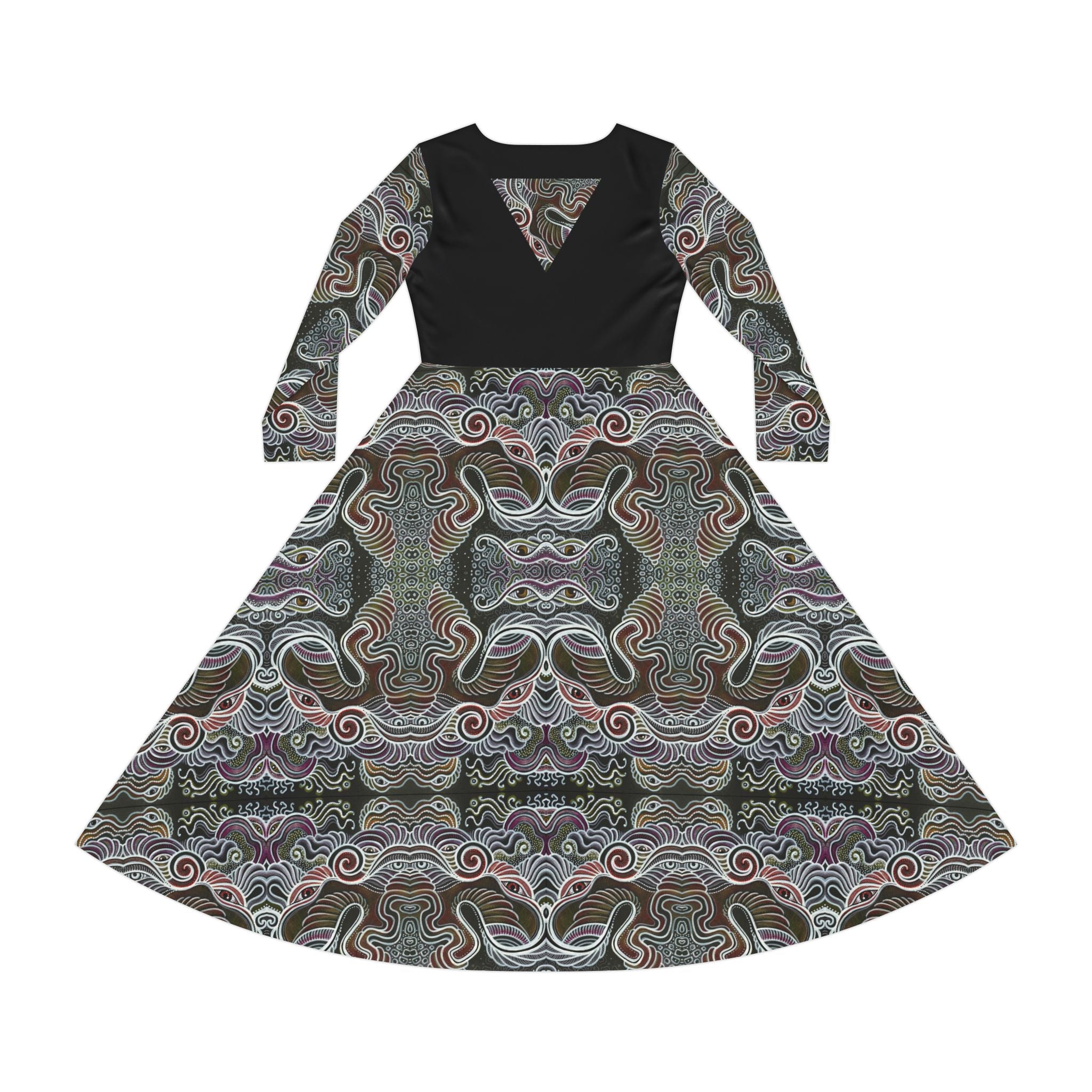 Patterned Long Sleeve Dance Dress – Psychedelic Swirl AOP #goi75399