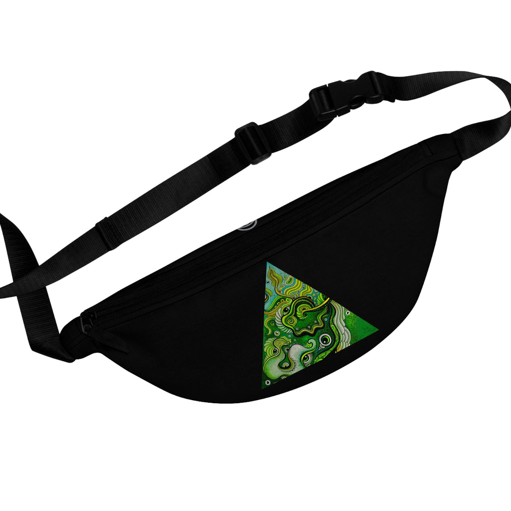 Fanny Pack — Green Triangle Abstract Art Waist Bag #fp341