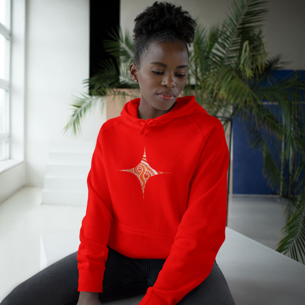 Keyhole & Diamond Pattern Hoodie — Abstract Red Paisley Graphic #yh099879
