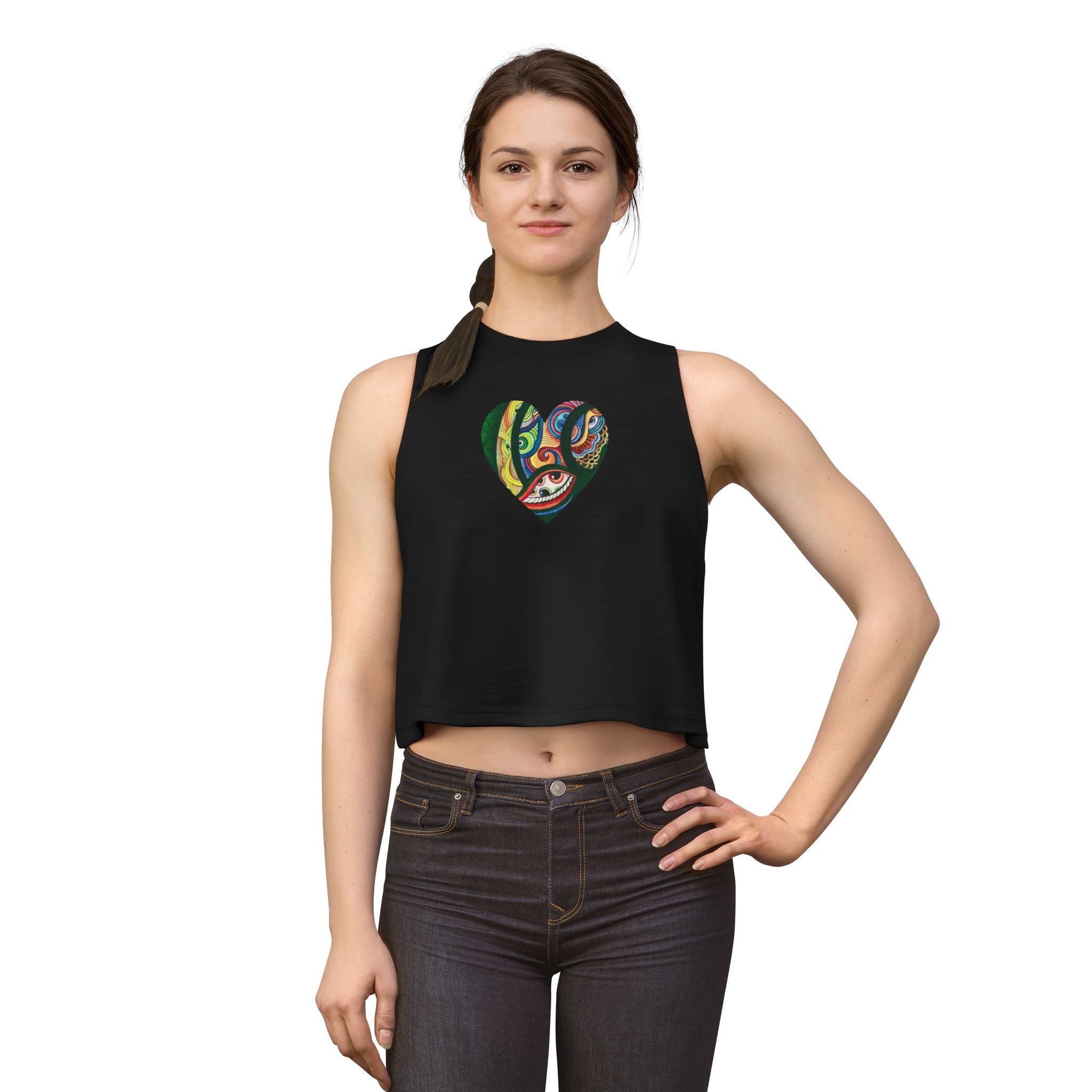 Psychedelic Heart Crop Top — Colorful Abstract Love Graphic #k75257