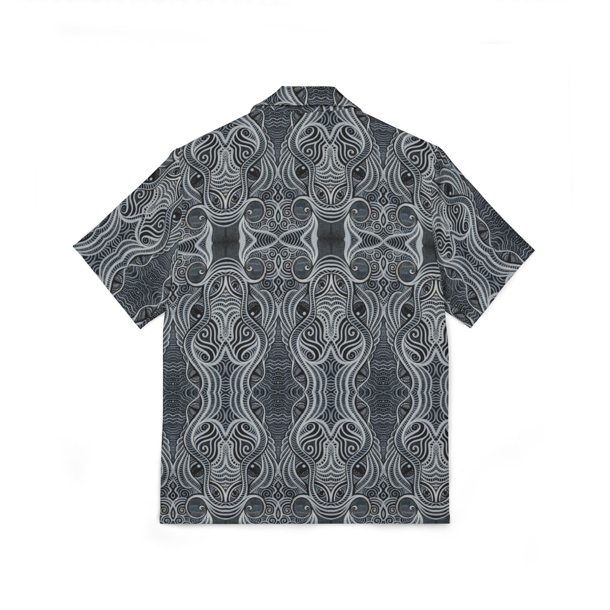 Men's Grey Tribal Pattern Hawaiian Shirt – Camp Collar AOP #yx44332277