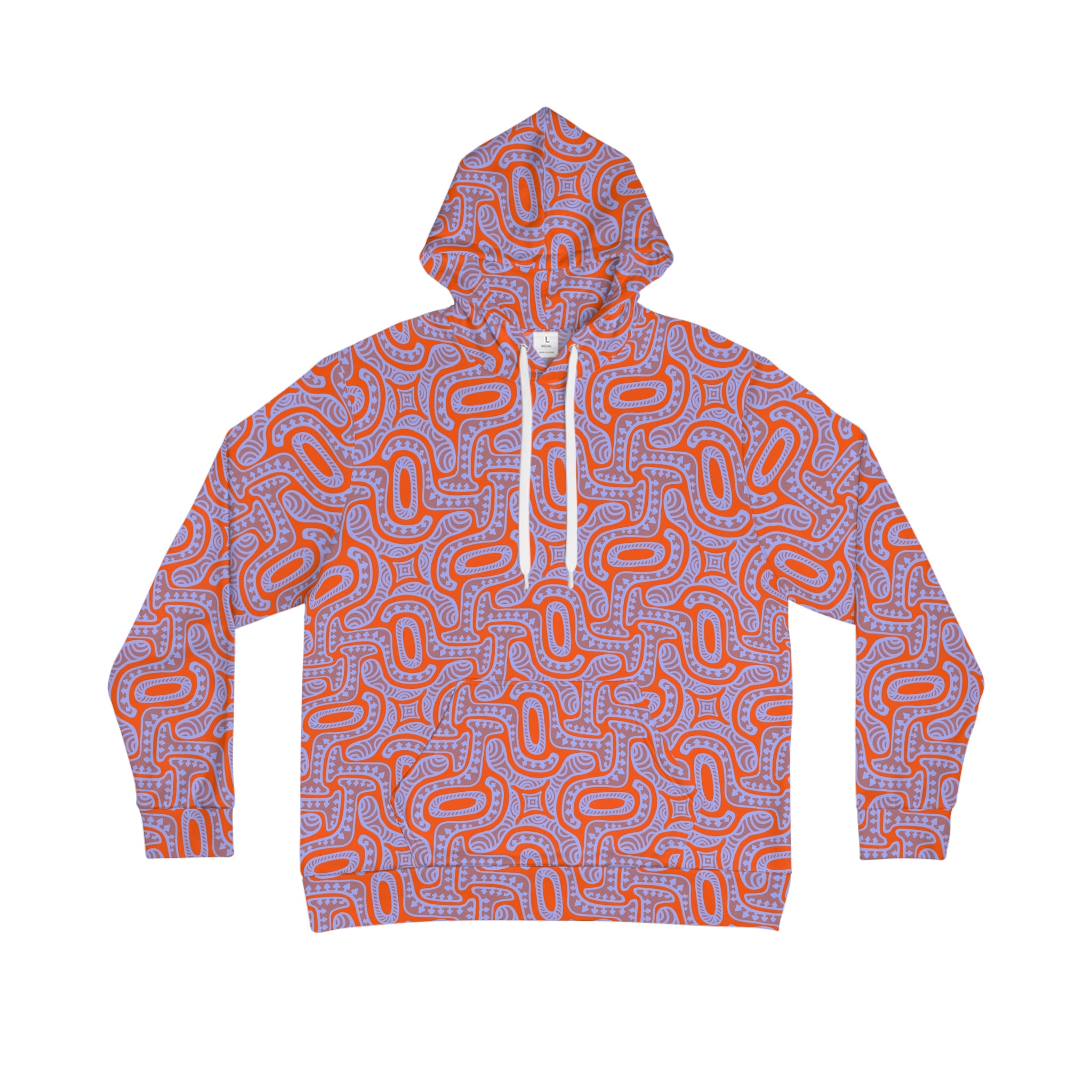 Abstract Orange Loop Pattern Hoodie — All-Over Print Casual Pullover #u976439