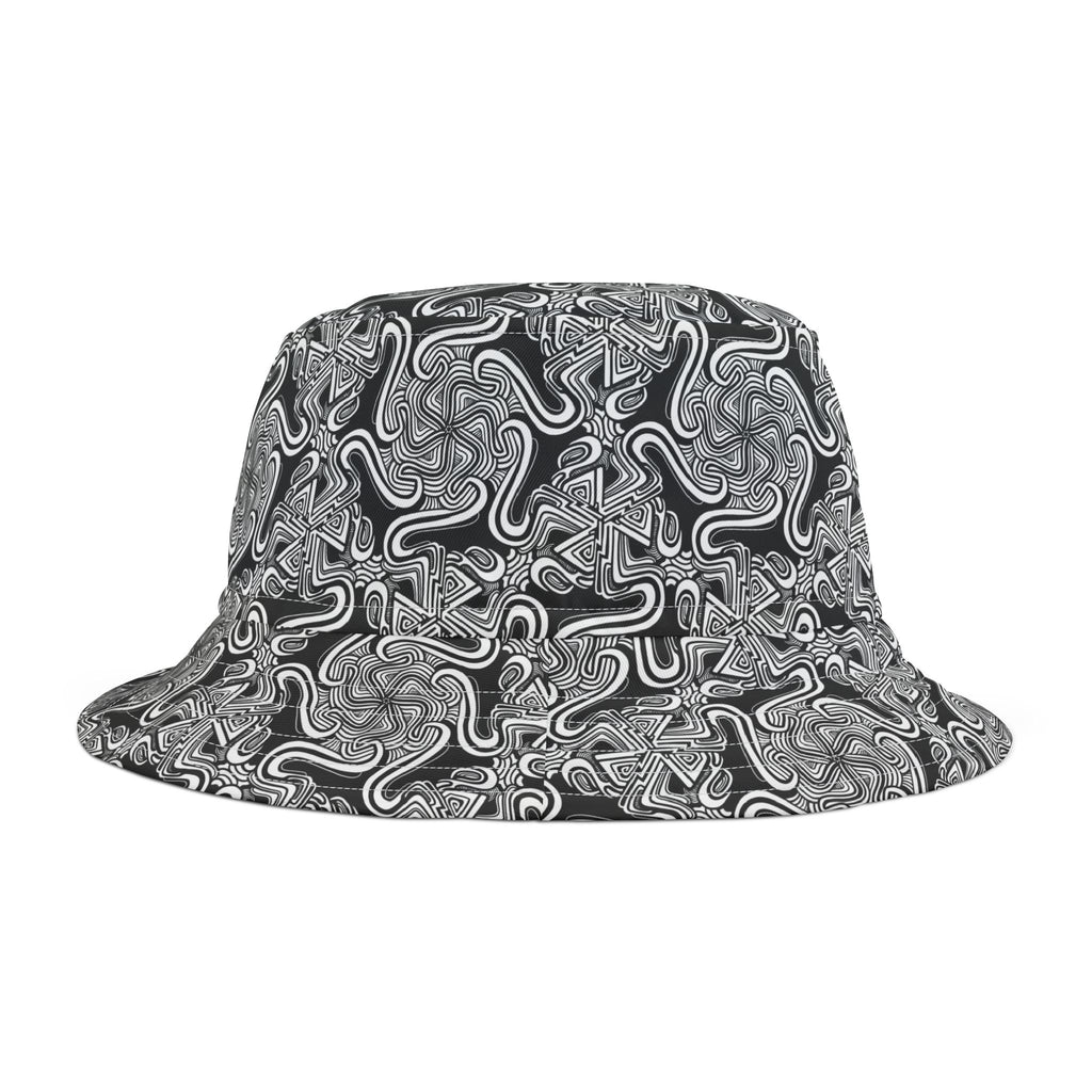 Gray Abstract Swirl Bucket Hat — All-Over Print Graphic Sun Hat #h986368