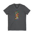 Psychedelic Keyhole V-Neck Tee — Colorful Abstract Back Art  #h975468