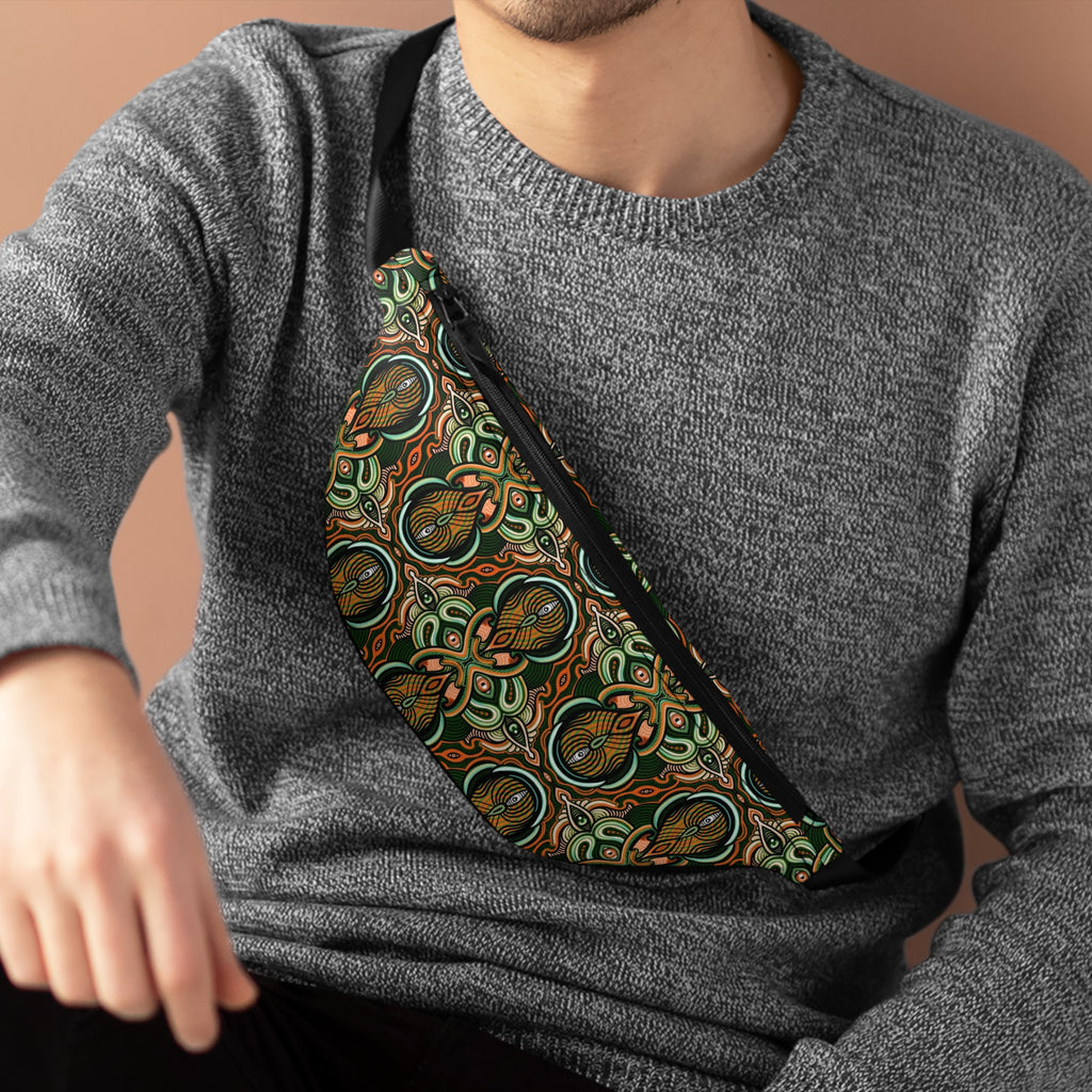 Boho Celtic Pattern Fanny Pack — Green Tribal Waist Bag #7h86468