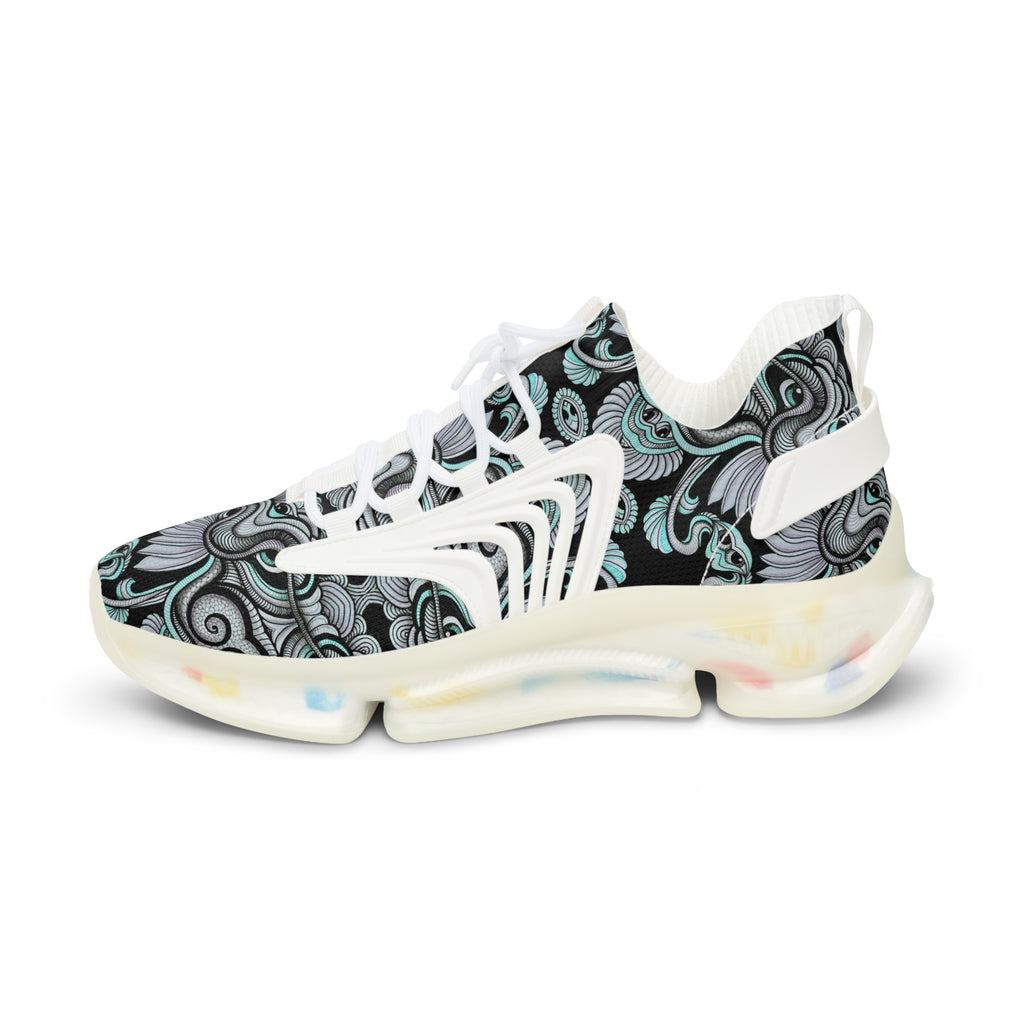 Men's Mesh Sneakers — Abstract Swirl Pattern Athletic Shoes #jf9765