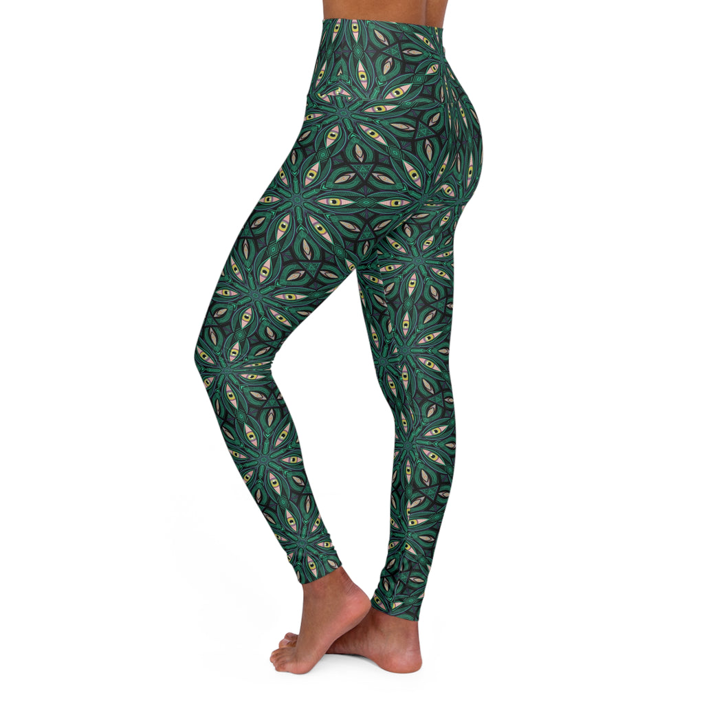 High-Waist Green Mandala Yoga Leggings – All-Over Print. #dfhj235778