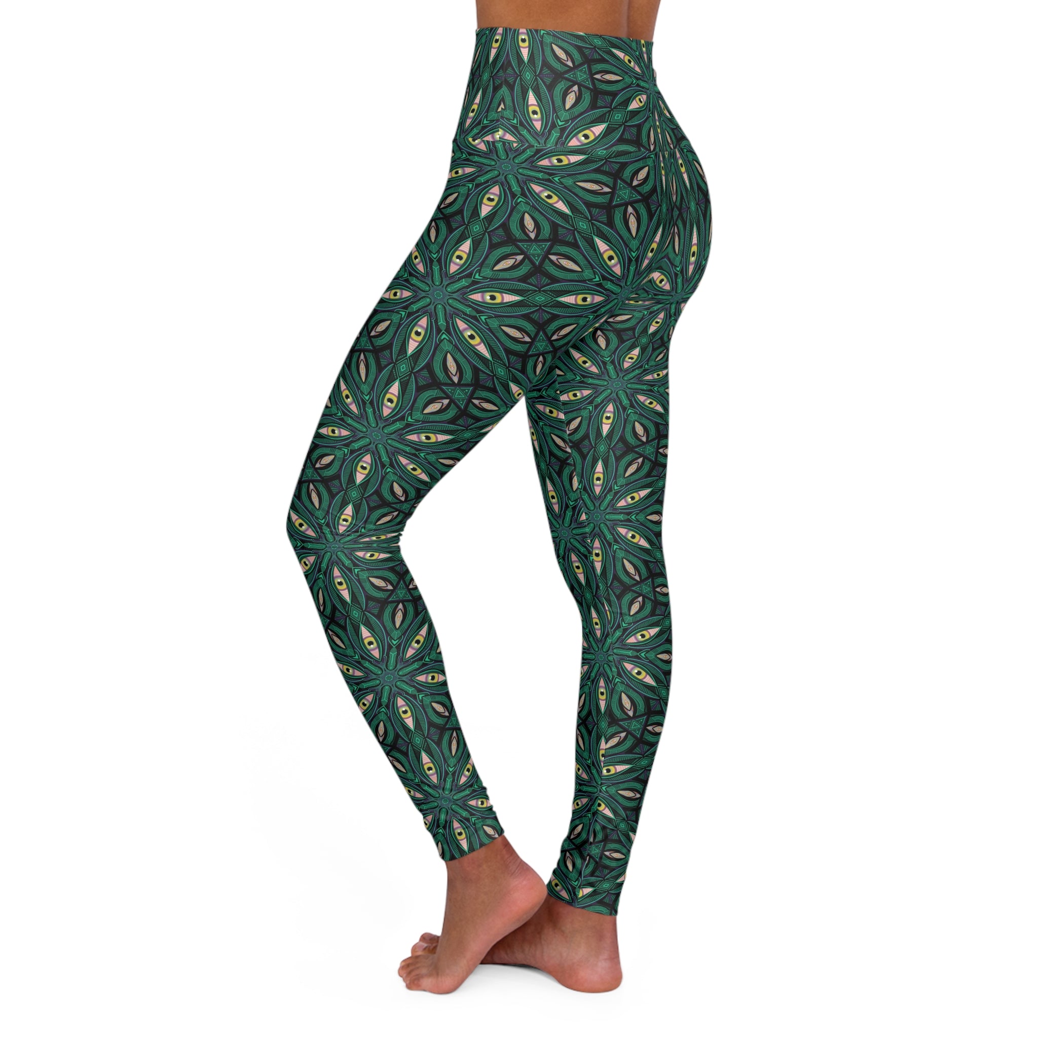 High-Waist Green Mandala Yoga Leggings – All-Over Print. #dfhj235778