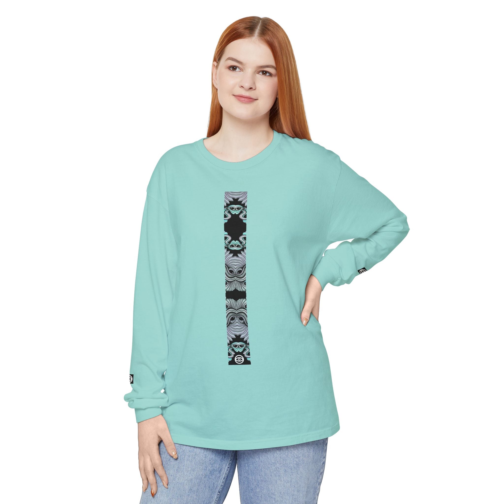 Men's/Women's Long Sleeve T-Shirt — Vertical Geometric Stripe Graphic #kjgd64258