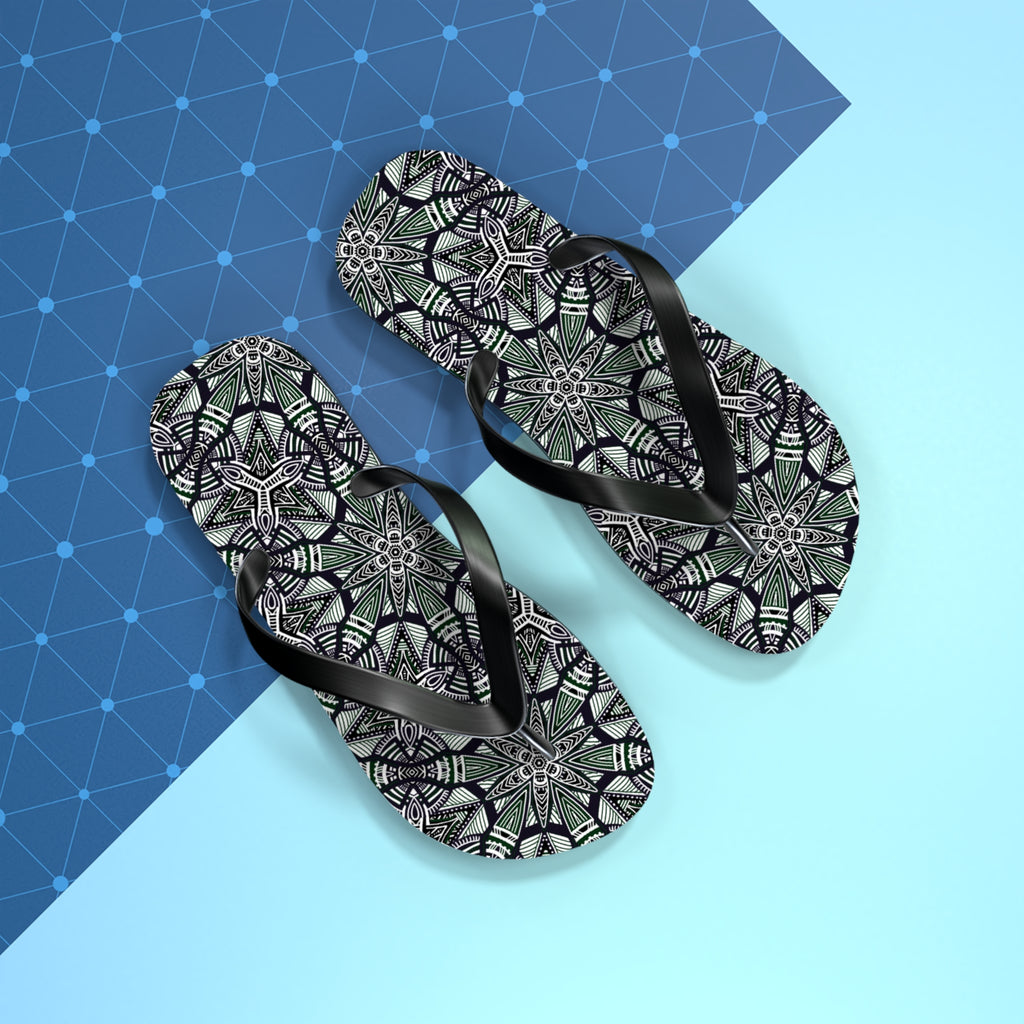 Mandala Kaleidoscope Flip Flops — Patterned Summer Beach Sandals #h976479