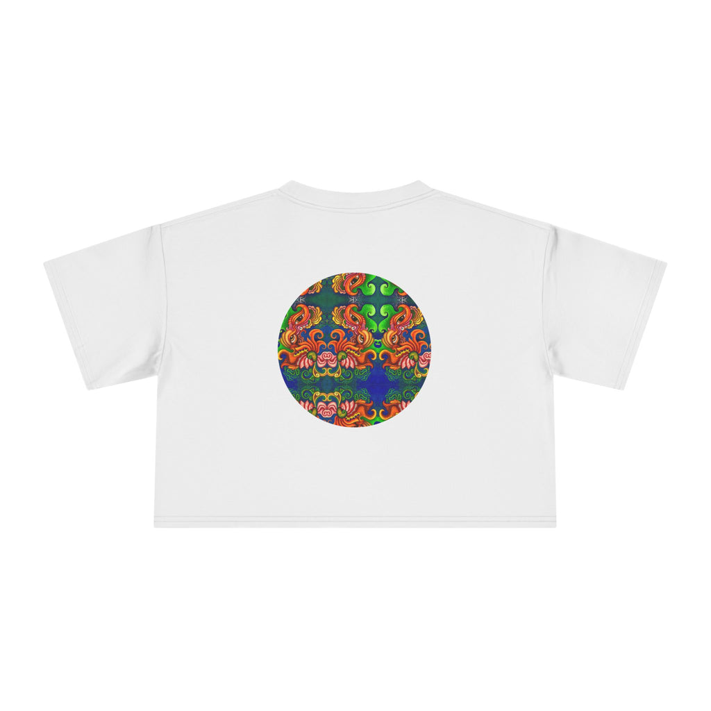 Psychedelic Keyhole Crop Tee — Colorful Abstract Floral Graphic Top #ctaf55